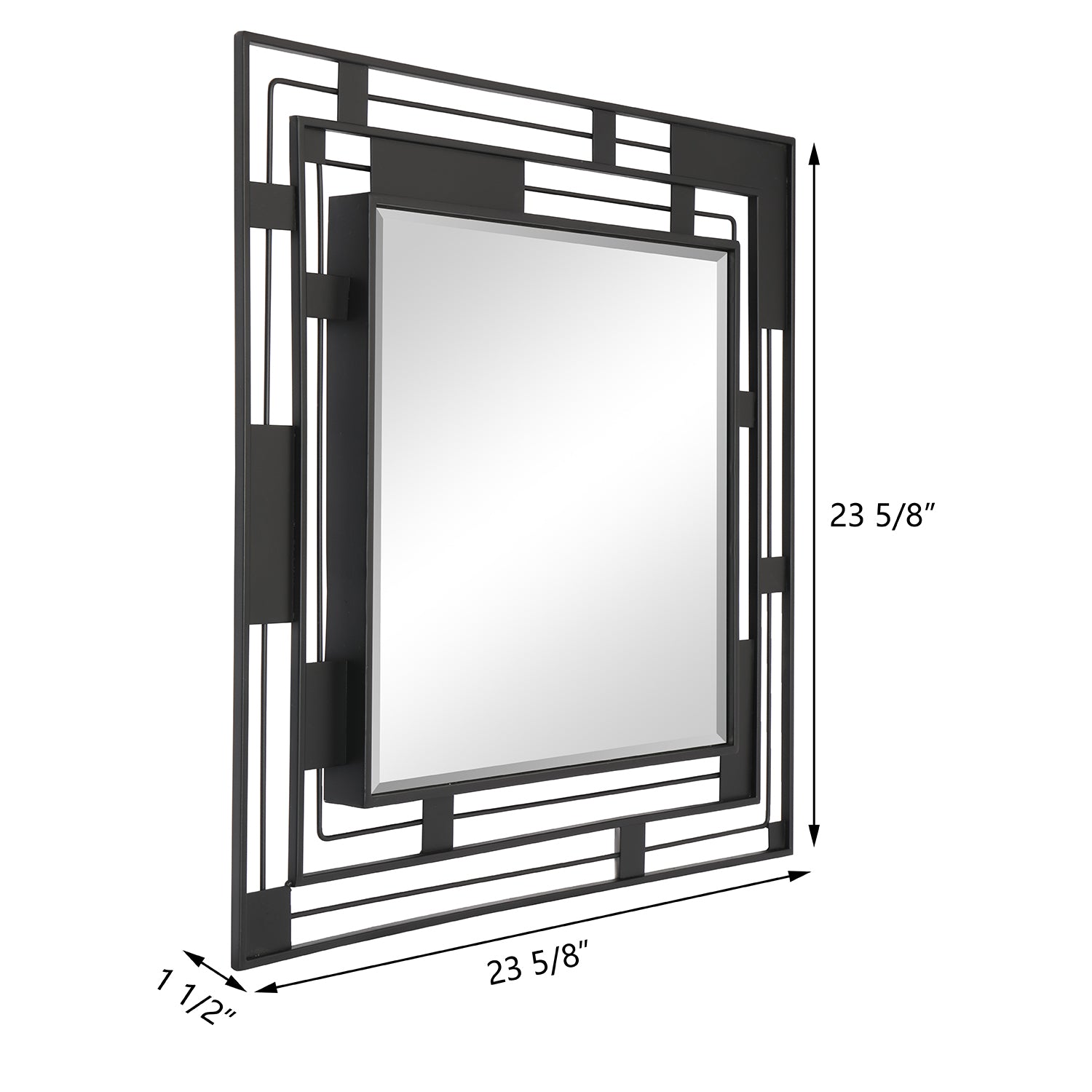 MacLuu Modern & Contemporary Black Square Metal Art Mirror Wall Decor