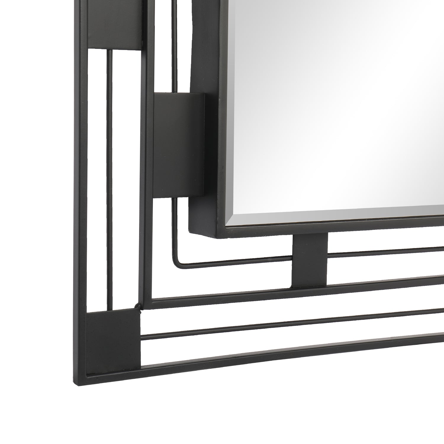 MacLuu Modern & Contemporary Black Square Metal Art Mirror Wall Decor