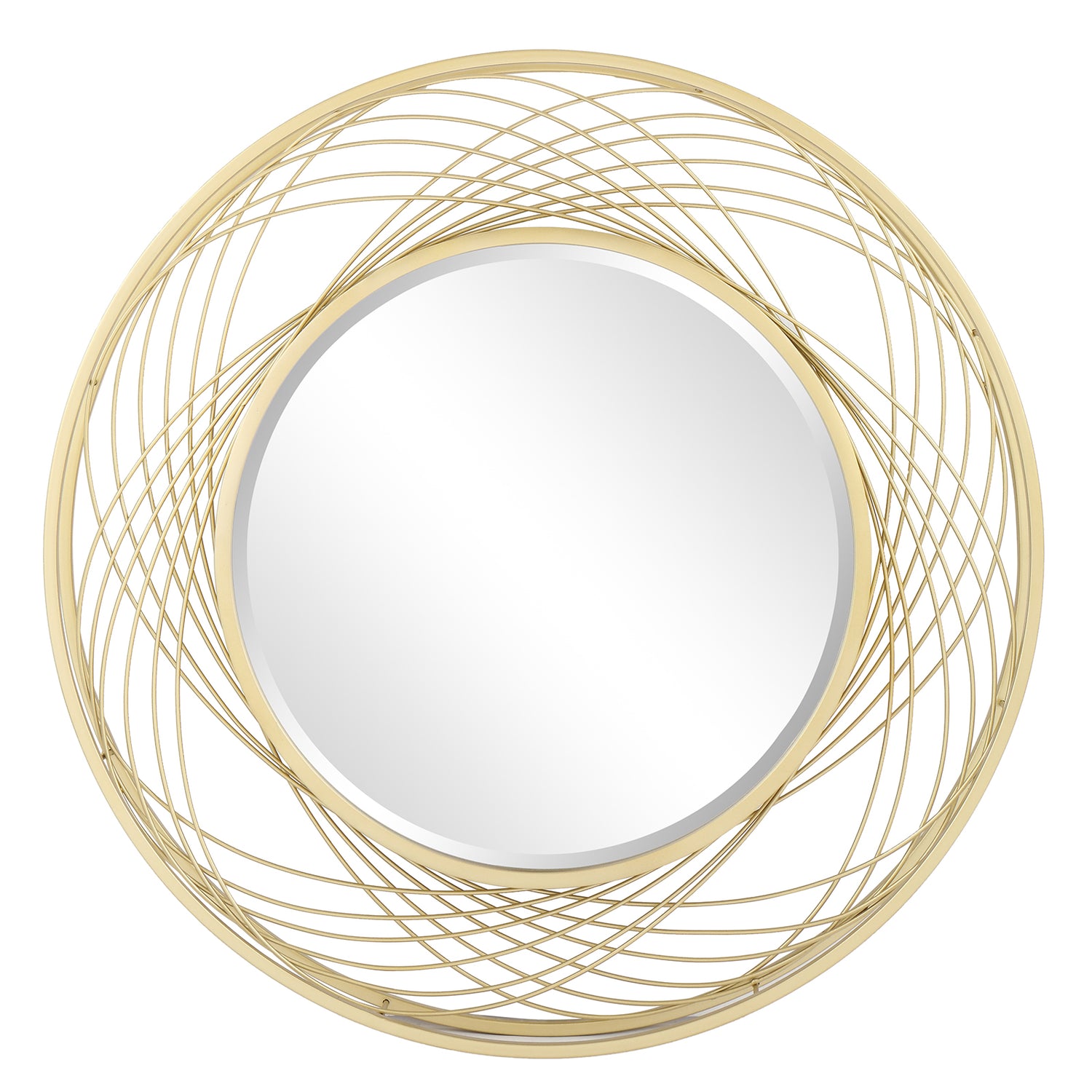 MacLuu Gold Art Round Mirror with Metal Wire Frame