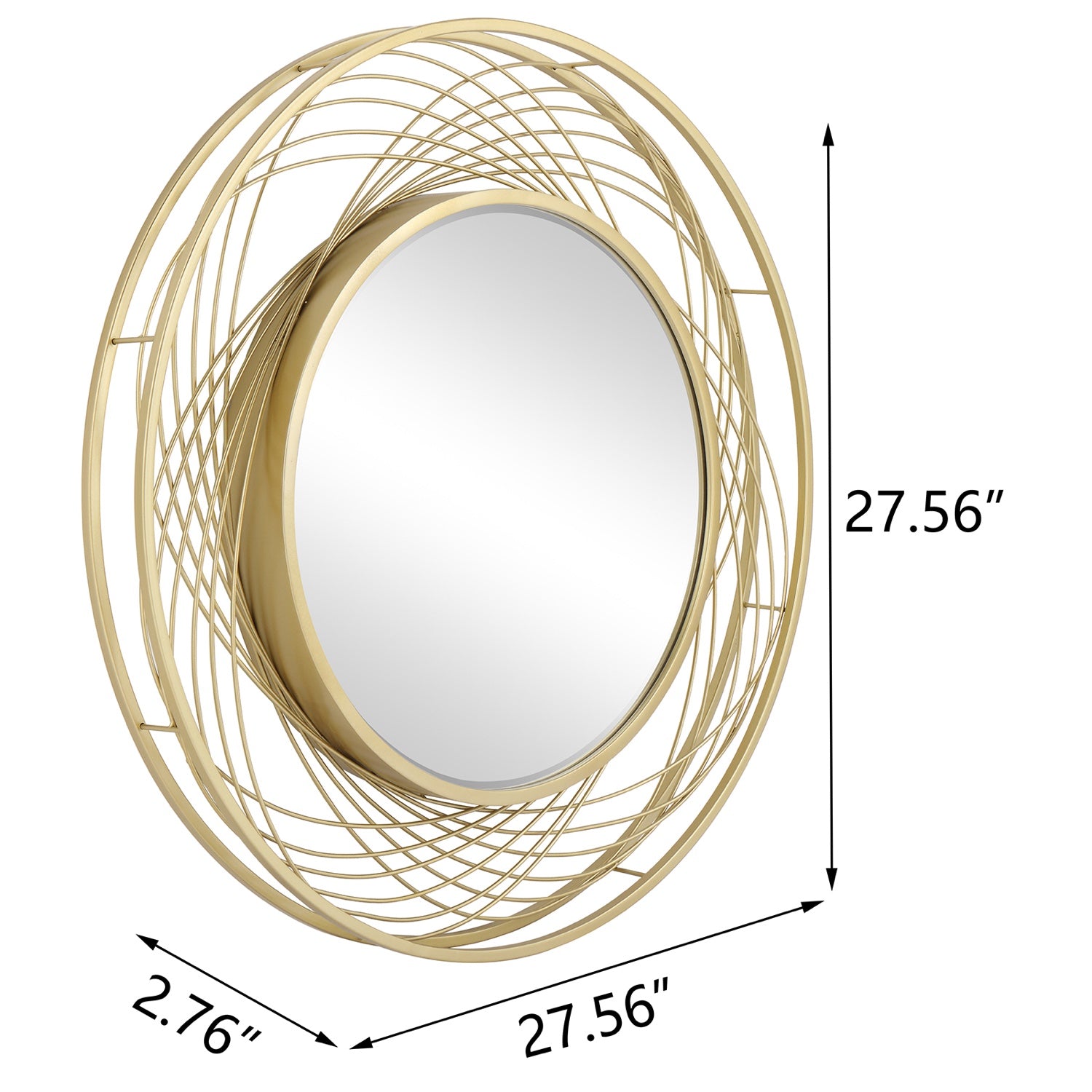 MacLuu Gold Art Round Mirror with Metal Wire Frame