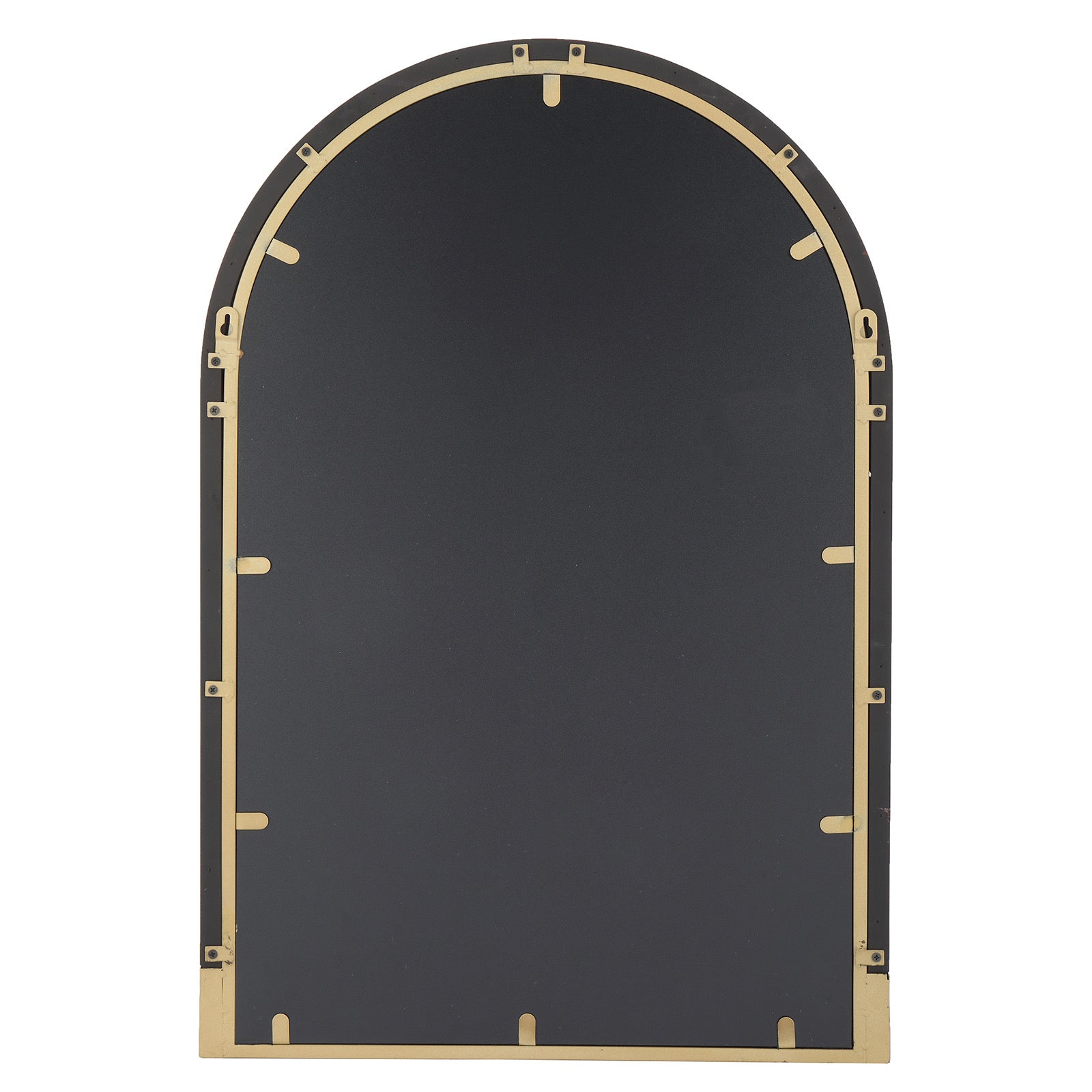 MacLuu Rustic Arch Wood Wall Mirror with Metal Shelf