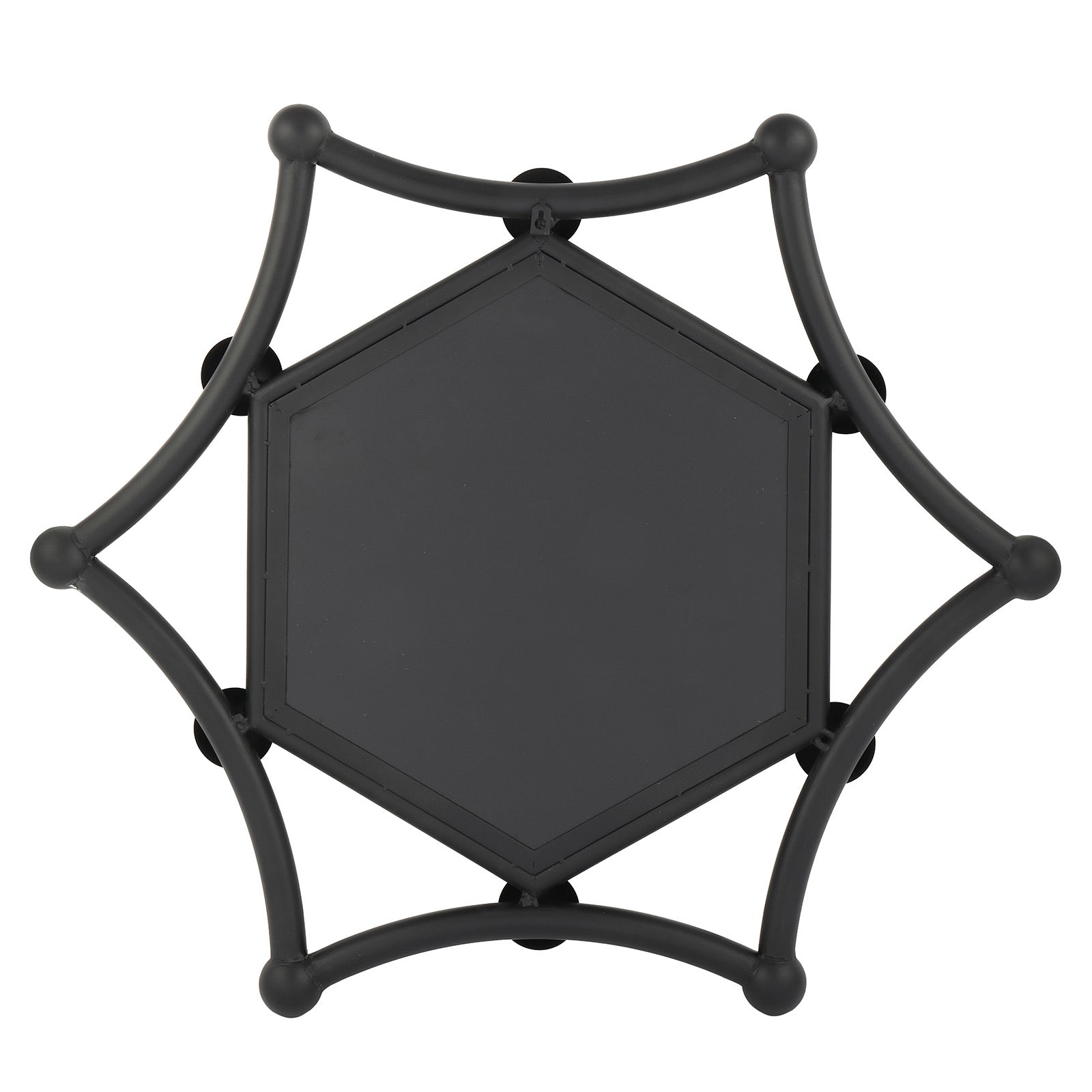 MacLuu Industrial Hexagon Black Metal Pipe Mirror for Wall Decor