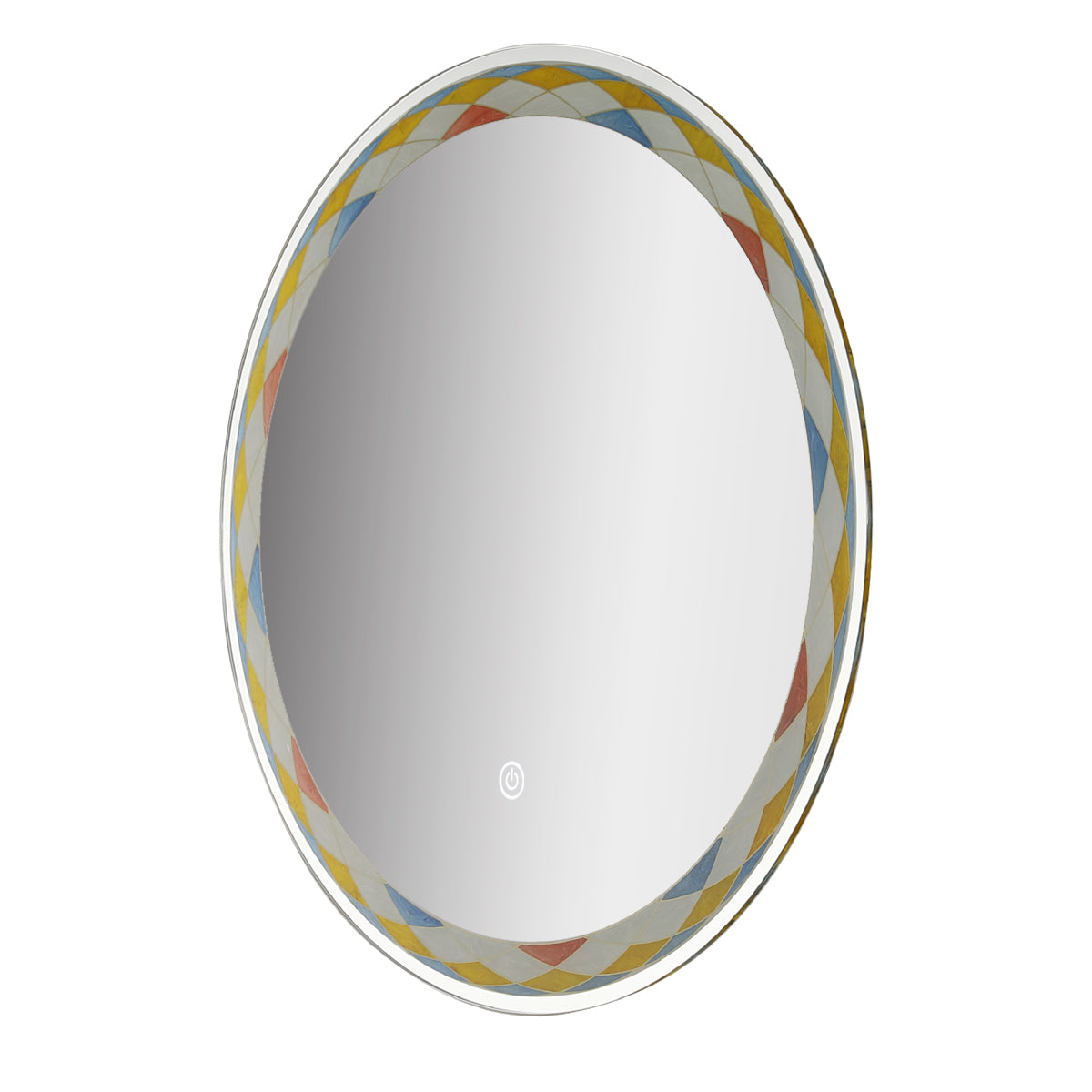 MacLuu Round Glass Wall LED Glazed Faience Mirror