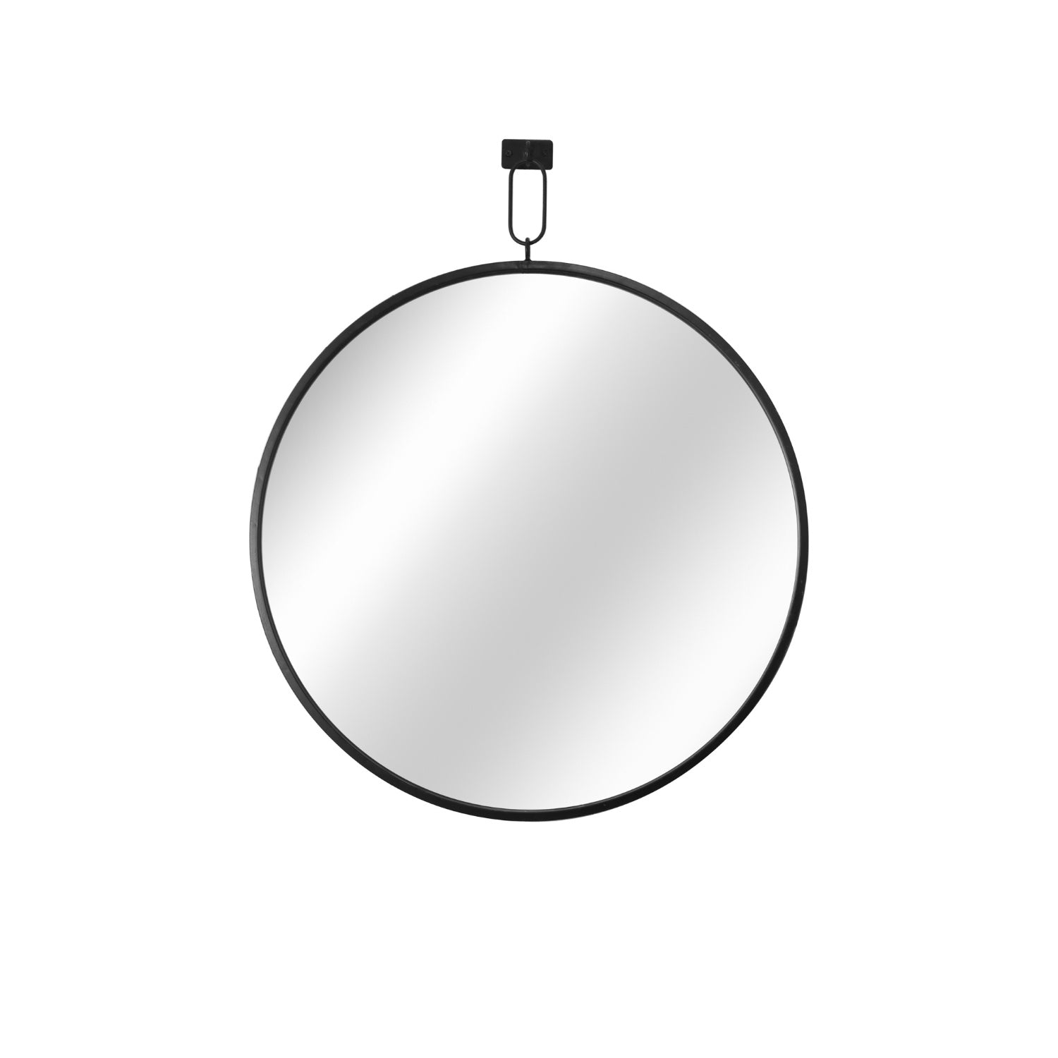 MacLuu Black Round Metal Mirror for Wall Decor with Hanging Ring