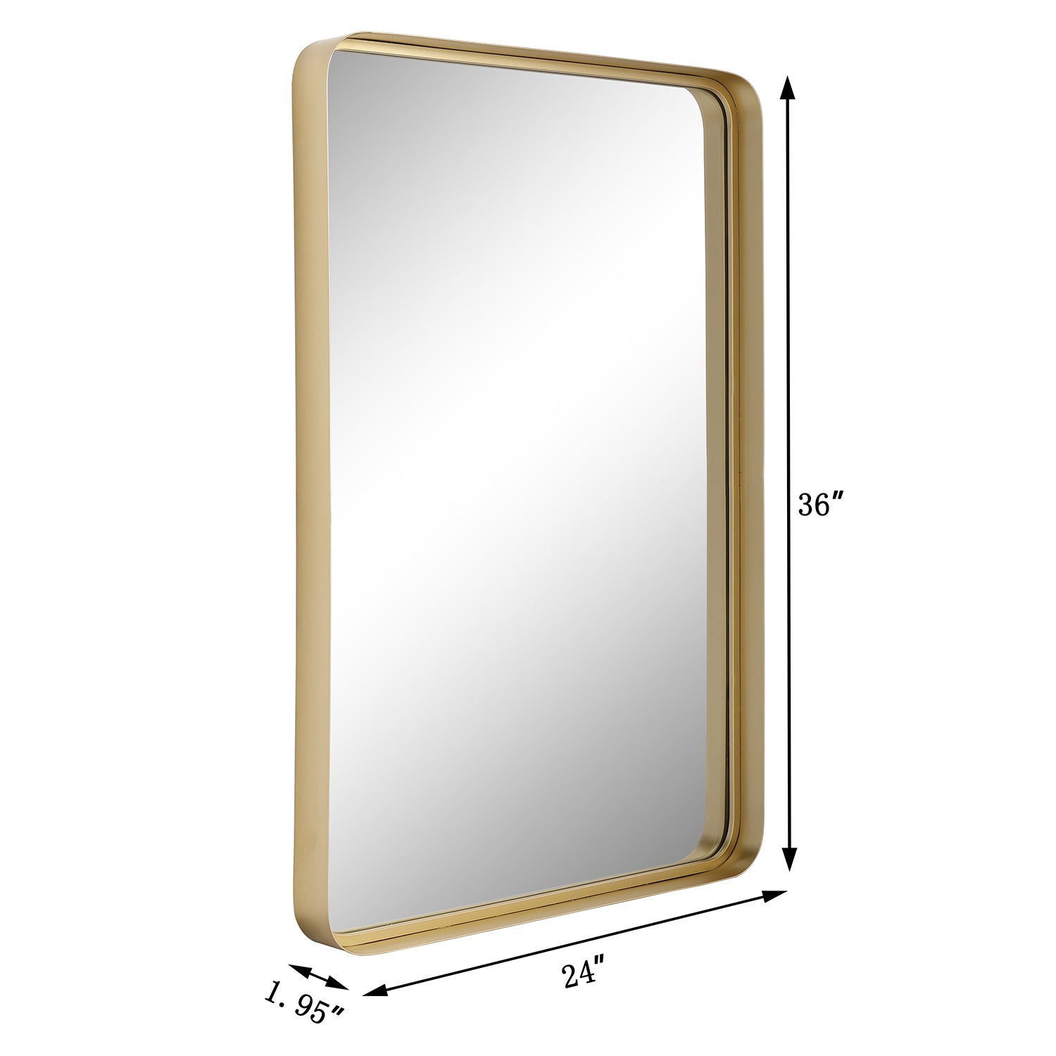 MacLuu Rectangle Rounded Corner Metal Wall Mirror