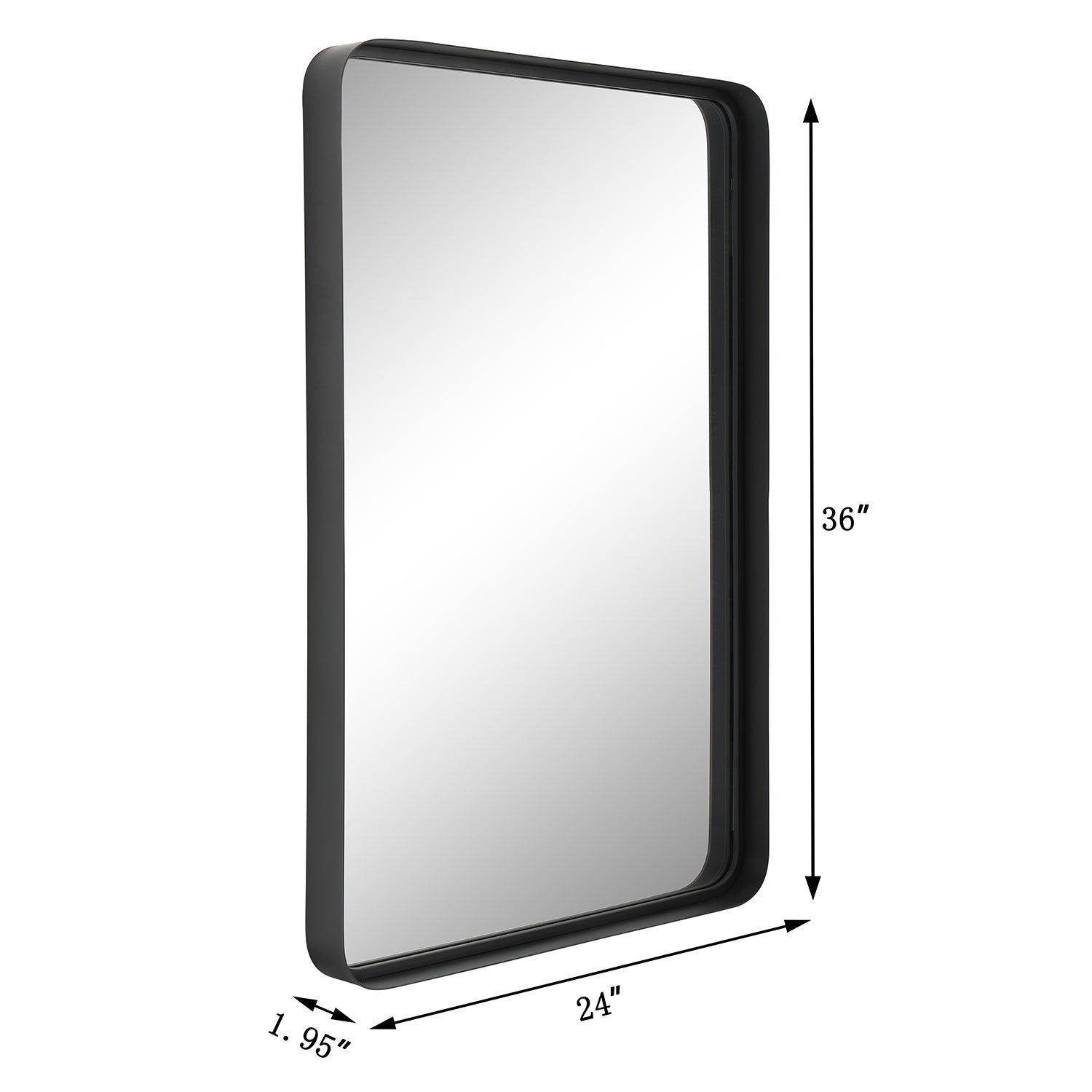 MacLuu Rectangle Rounded Corner Metal Wall Mirror