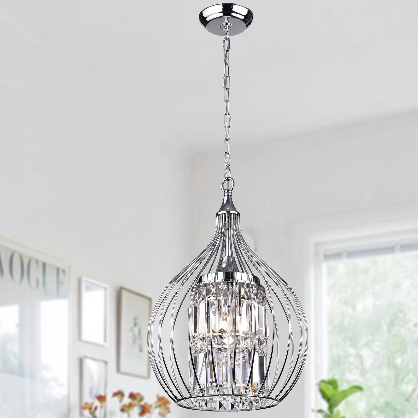 Wellyer 3 Light Globe Chandelier with Crystal Accents