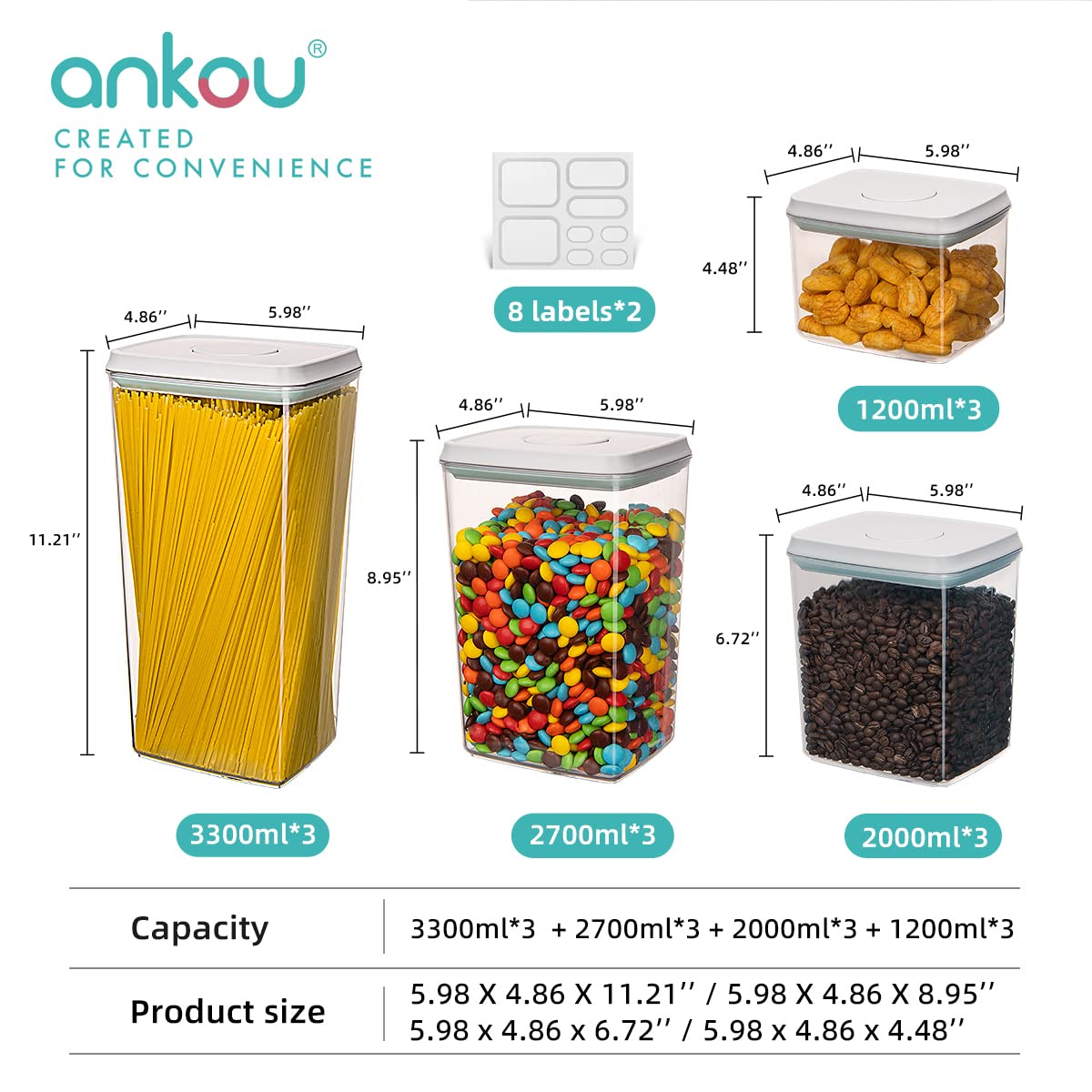 Ankou Food Storage Containers with Lids Pop Airtight