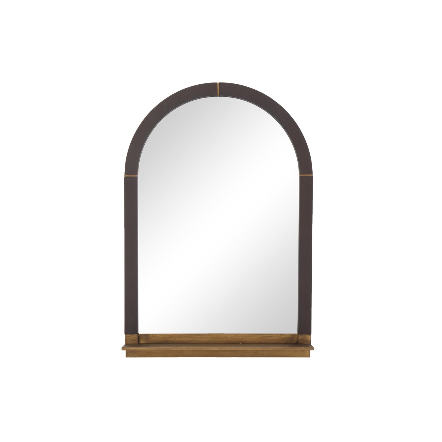 MacLuu Rustic Arch Wood Wall Mirror with Metal Shelf