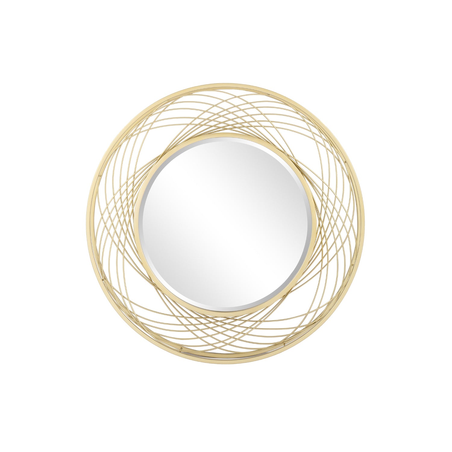 MacLuu Gold Art Round Mirror with Metal Wire Frame