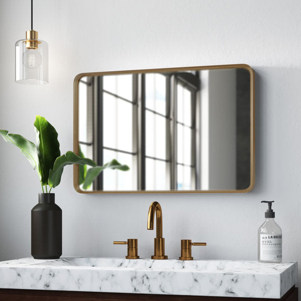 MacLuu Rectangle Rounded Corner Metal Wall Mirror