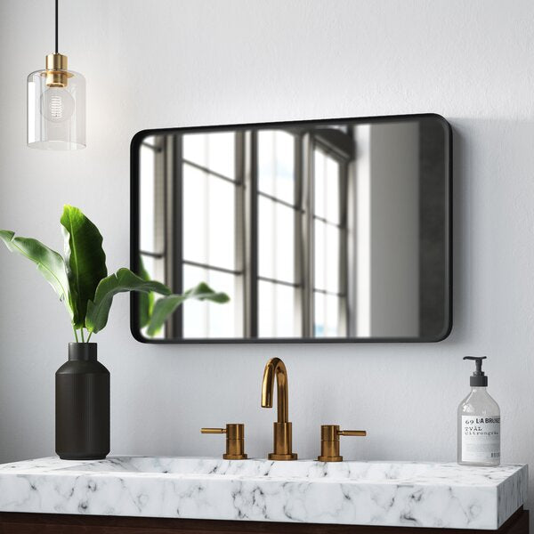 MacLuu Rectangle Rounded Corner Metal Wall Mirror