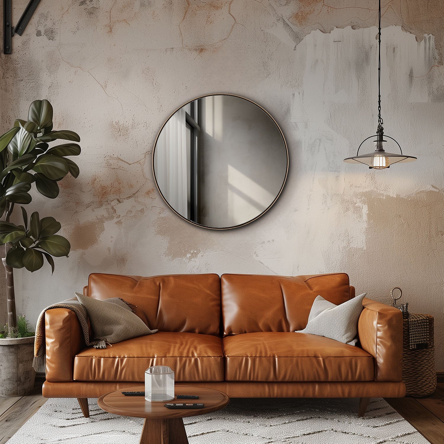 MacLuu 24 Inch Luxury Gold Round Metal Wall Mirror