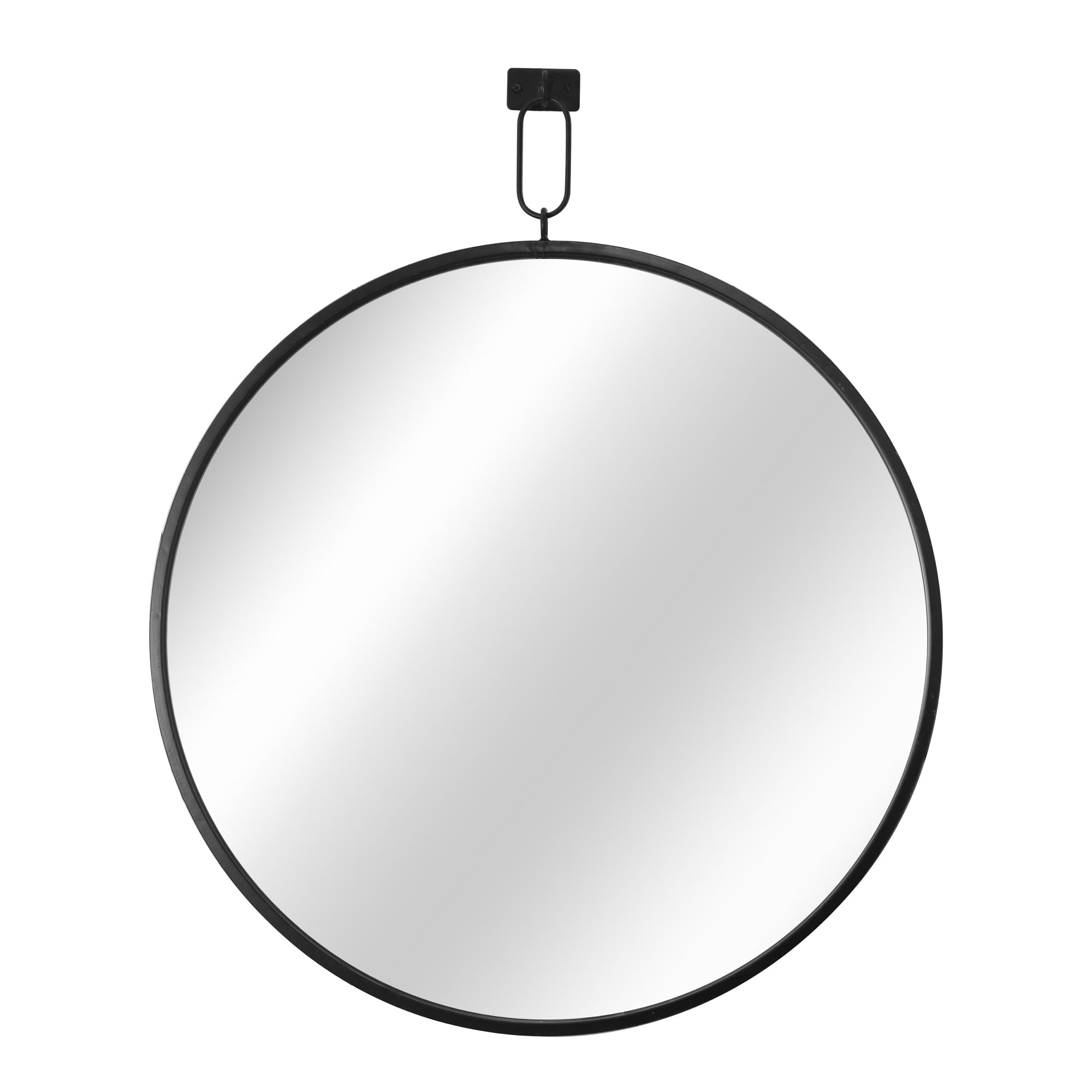 MacLuu Black Round Metal Mirror for Wall Decor with Hanging Ring