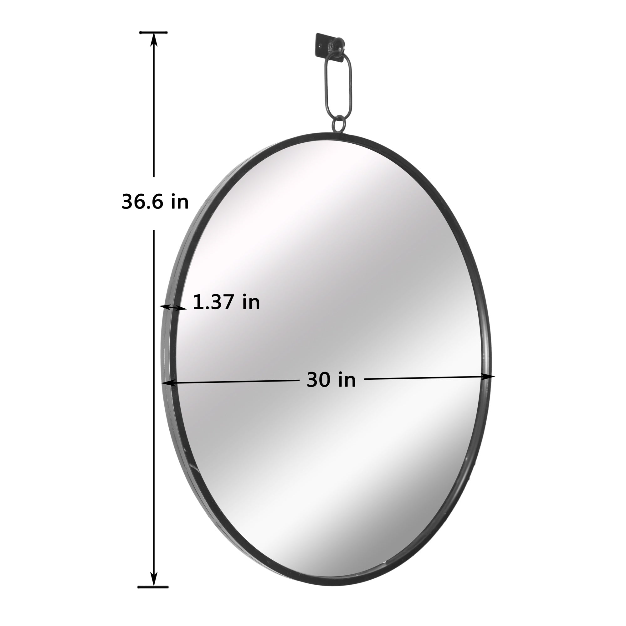 MacLuu Black Round Metal Mirror for Wall Decor with Hanging Ring