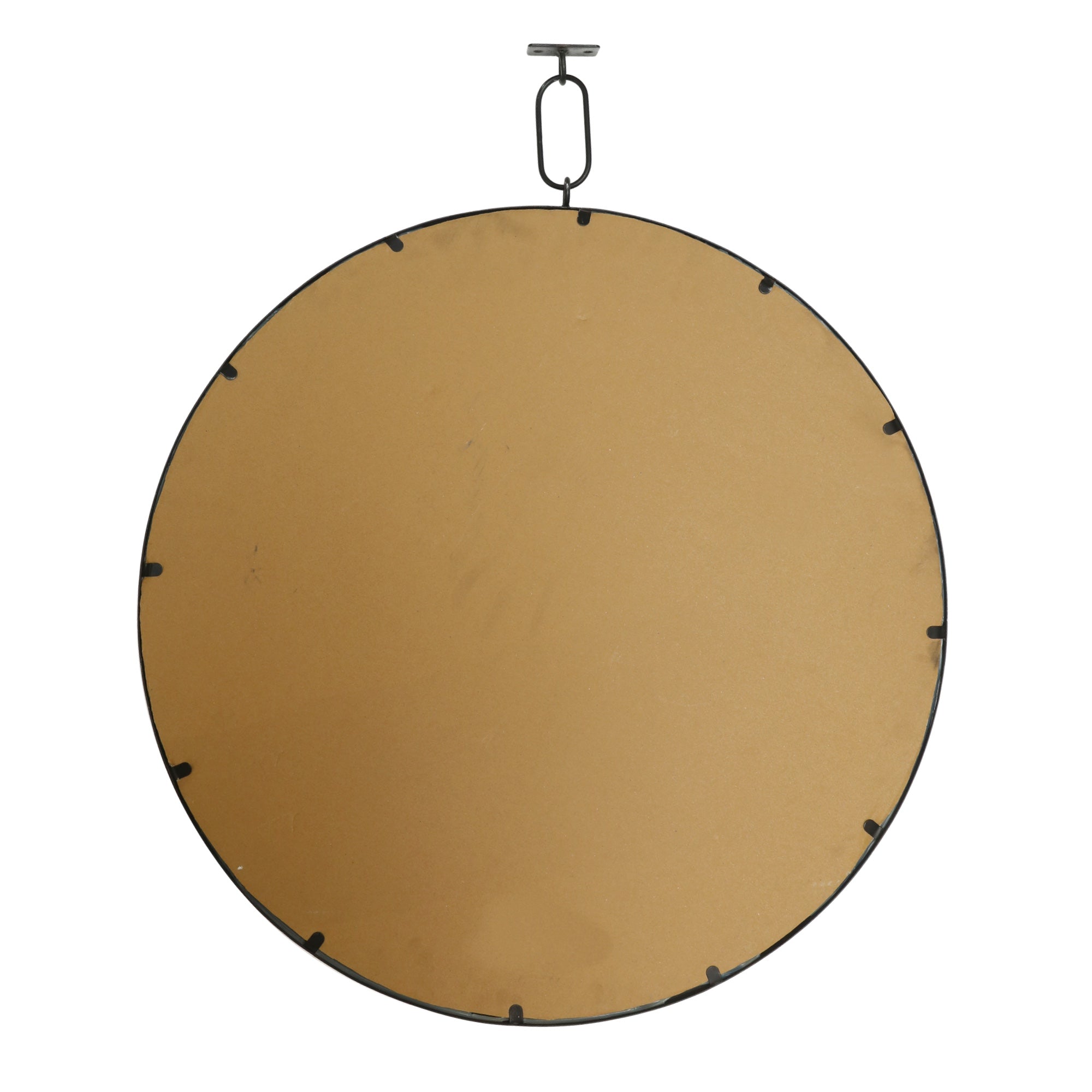 MacLuu Black Round Metal Mirror for Wall Decor with Hanging Ring