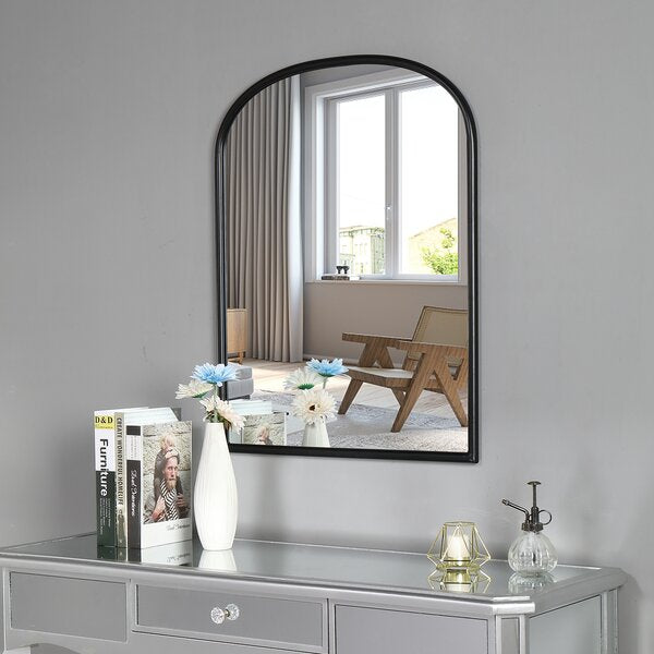 MacLuu Arch Metal Wall Mirror with Rounded Edge