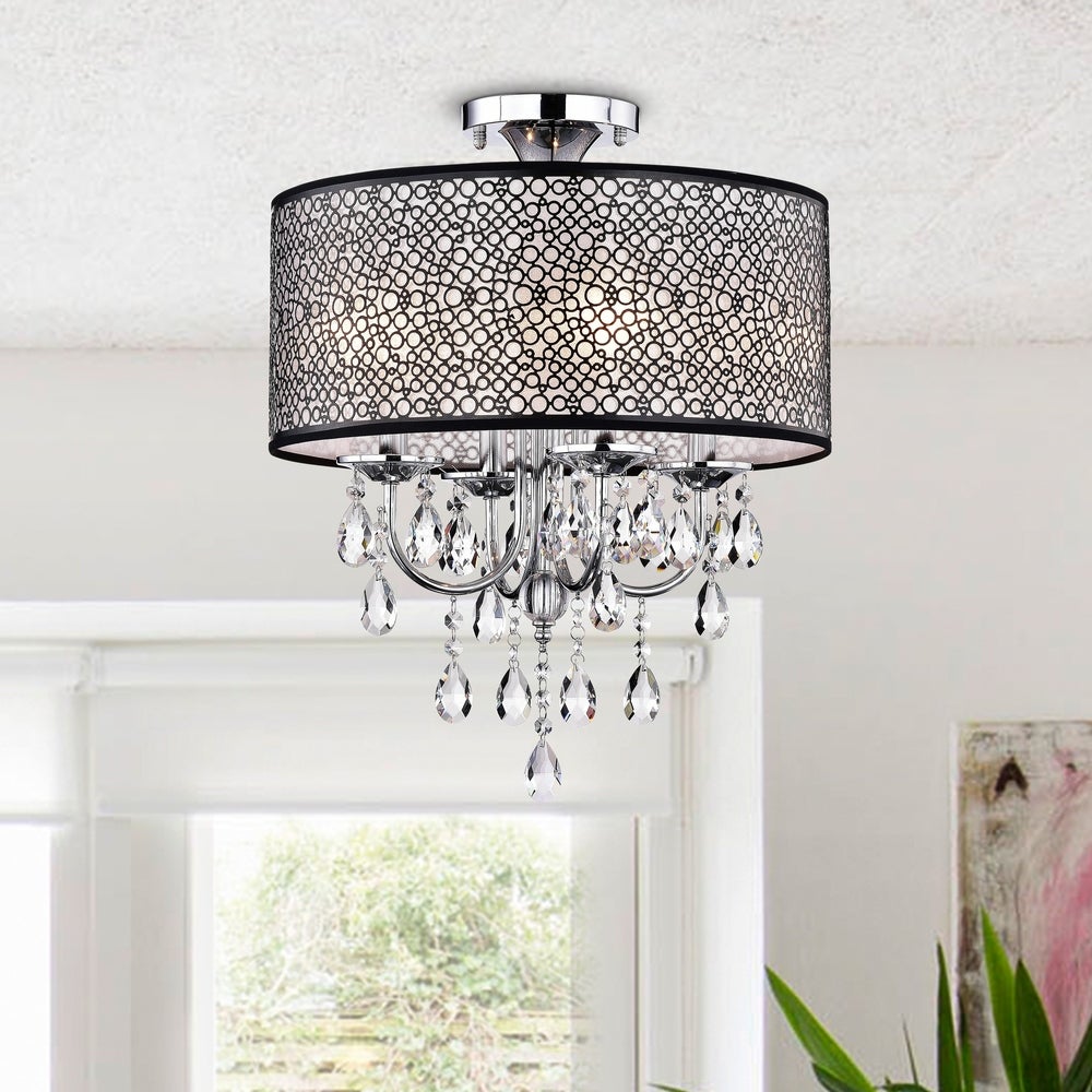 4-Light Chrome Finish Drum Chandelier