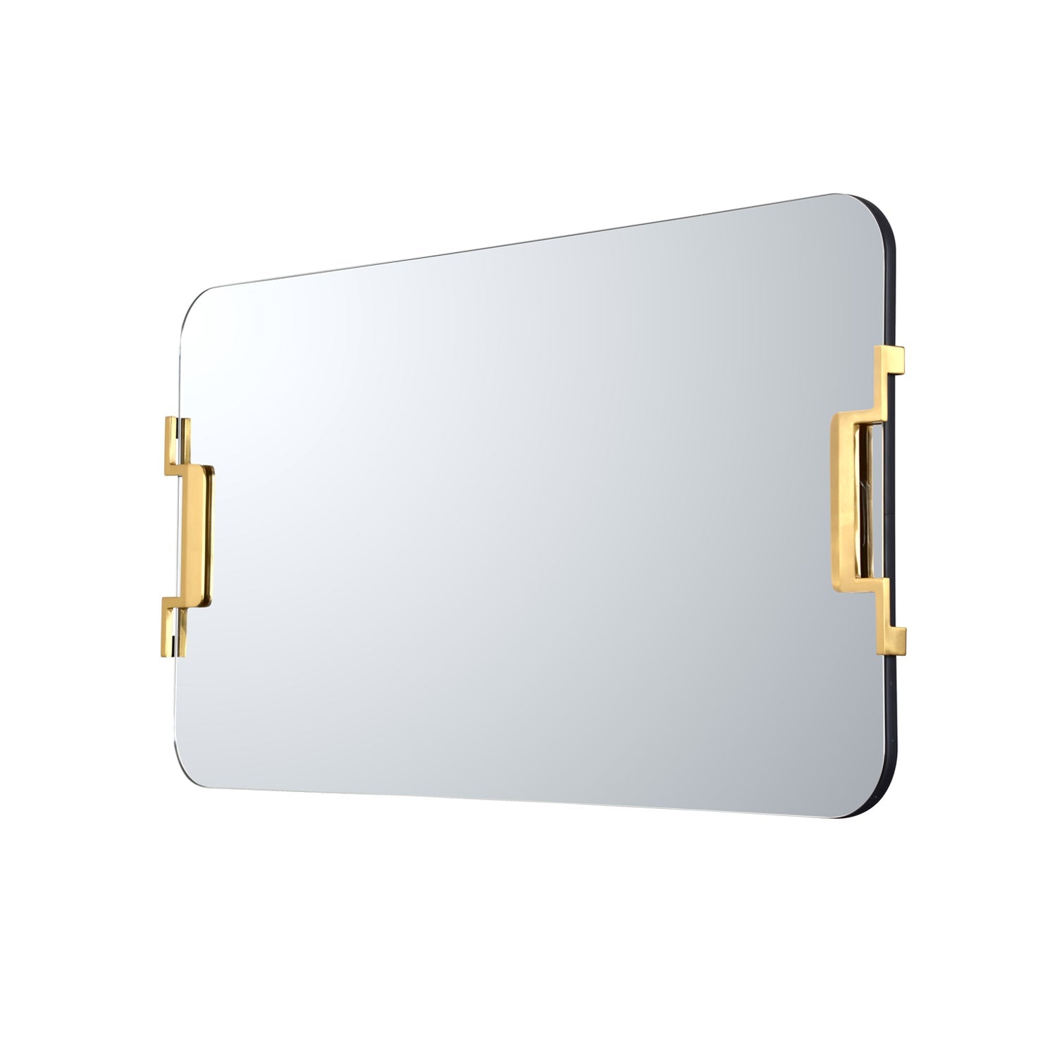 MacLuu Frameless Rectangular Gold Metal Wall Mirror