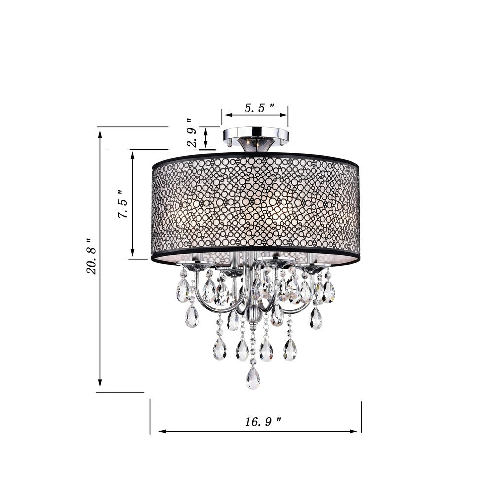 4-Light Chrome Finish Drum Chandelier