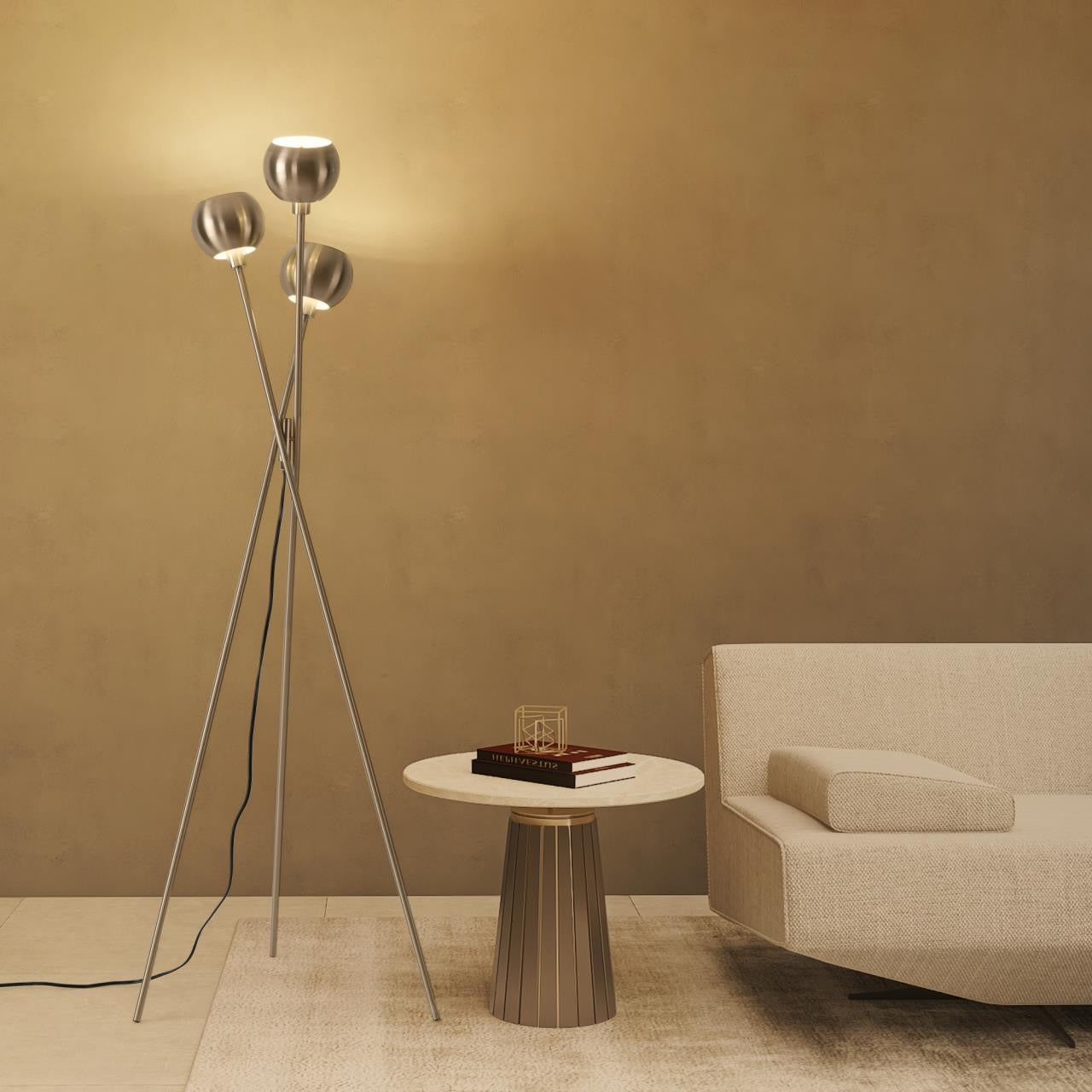 MacLuu 68 Inch Silver Metal Tripod Floor Lamp