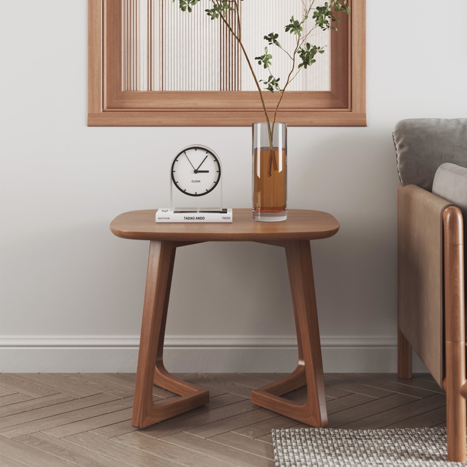 MacLuu Scandinavian Rectangle Solid Wood End Table