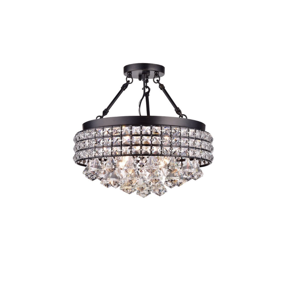 4-Light Chandelier Style Drum Glass Semi Flush Mount