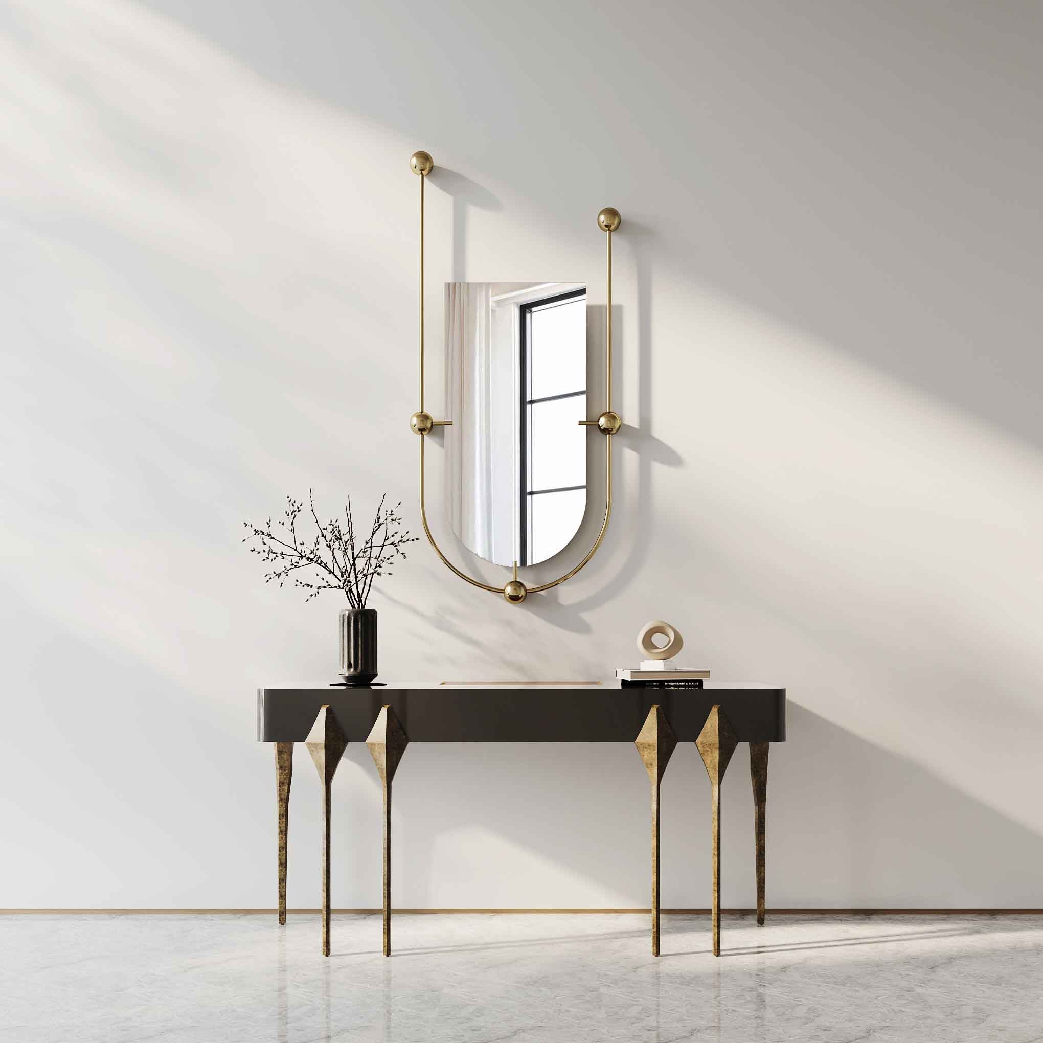 MacLuu Modern Contemporary U-Shaped Accent Wall Mirror