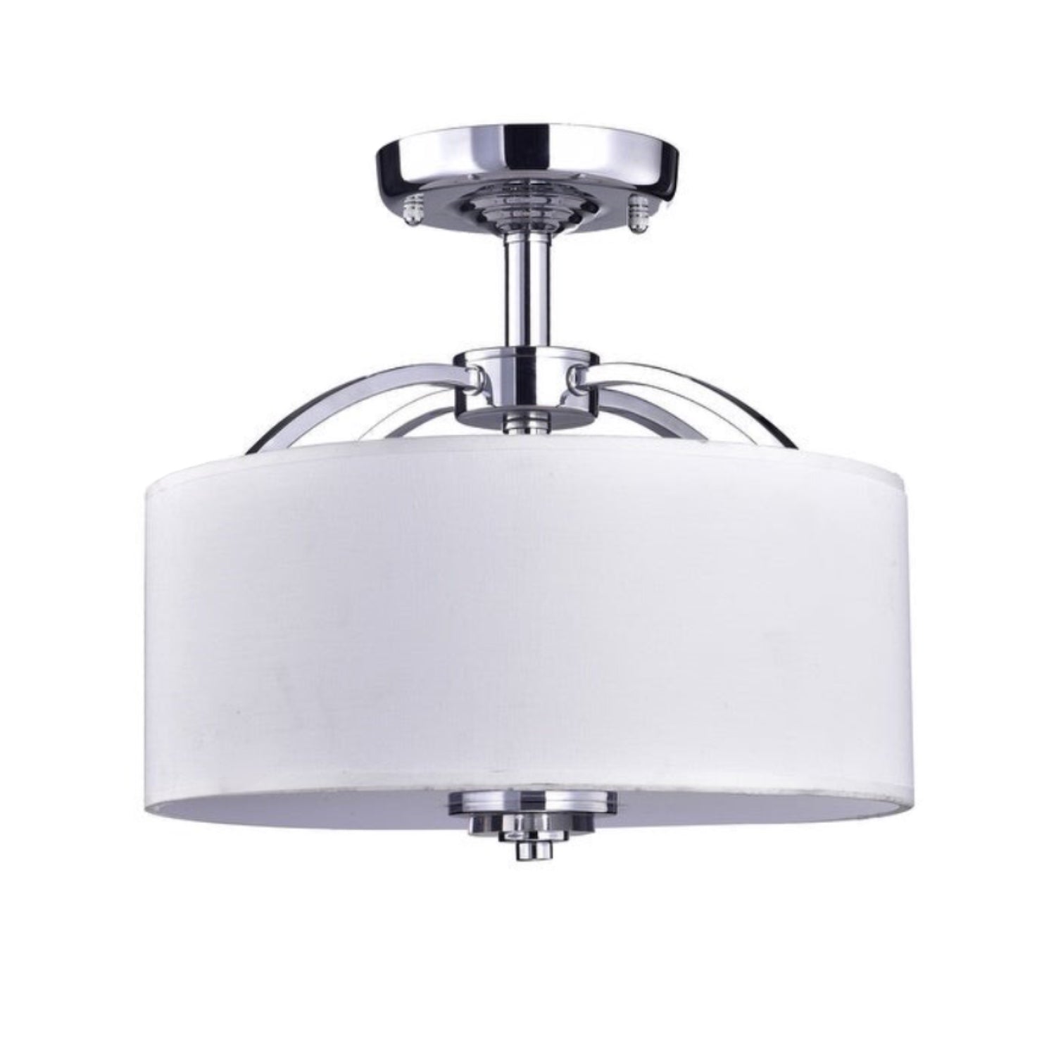 3-Light Semi White Shade Flush Mount