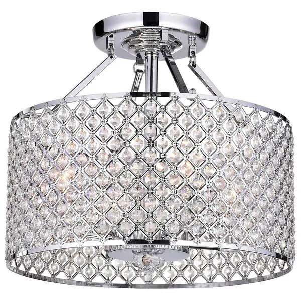 Iron and Glass 4-Light Semi-flush Ceiling Light Fixture