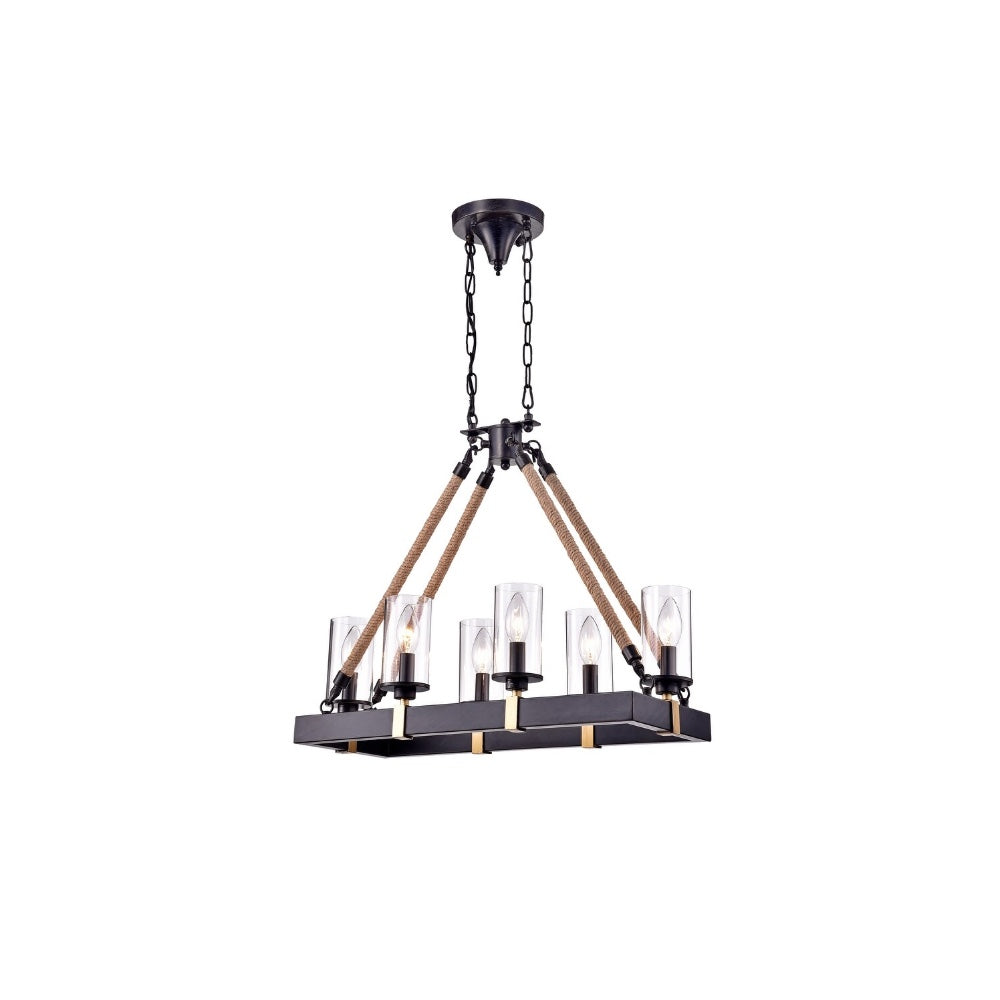 6-Light Candle Style Coffee Black Chandelier