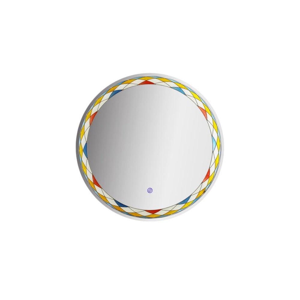 MacLuu Round Glass Wall LED Glazed Faience Mirror