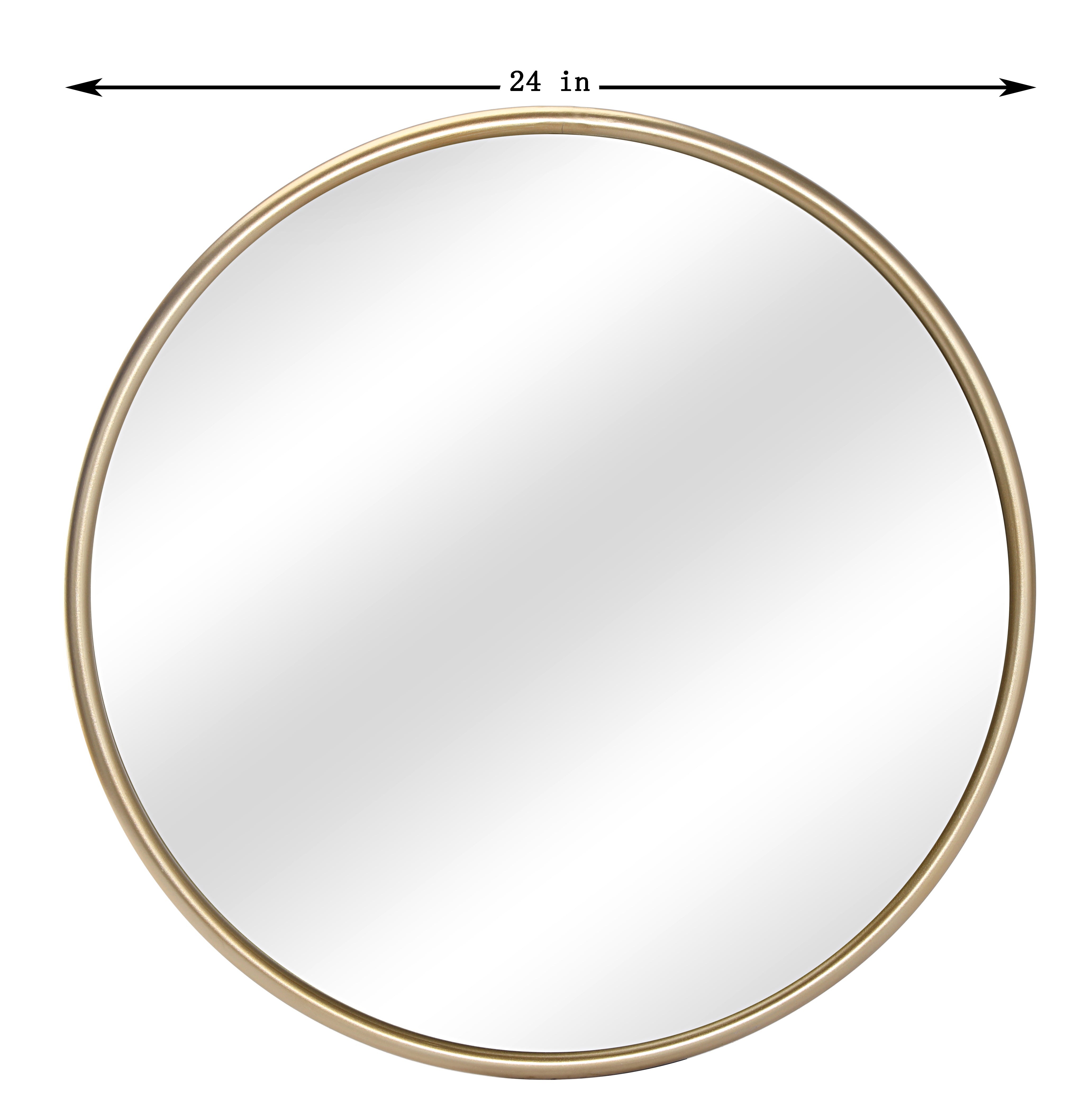 MacLuu 24 Inch Gold Round Metal Wall Mirror