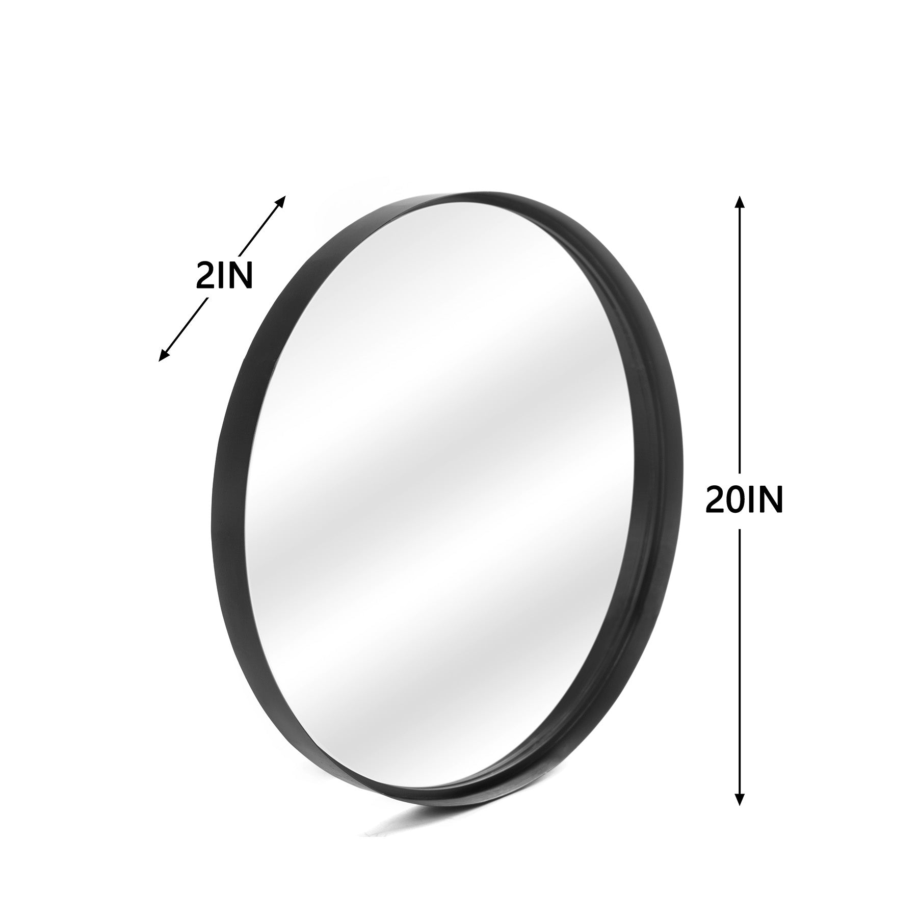 MacLuu 20 Inch Round Metal Wide Frame Wall Mirror