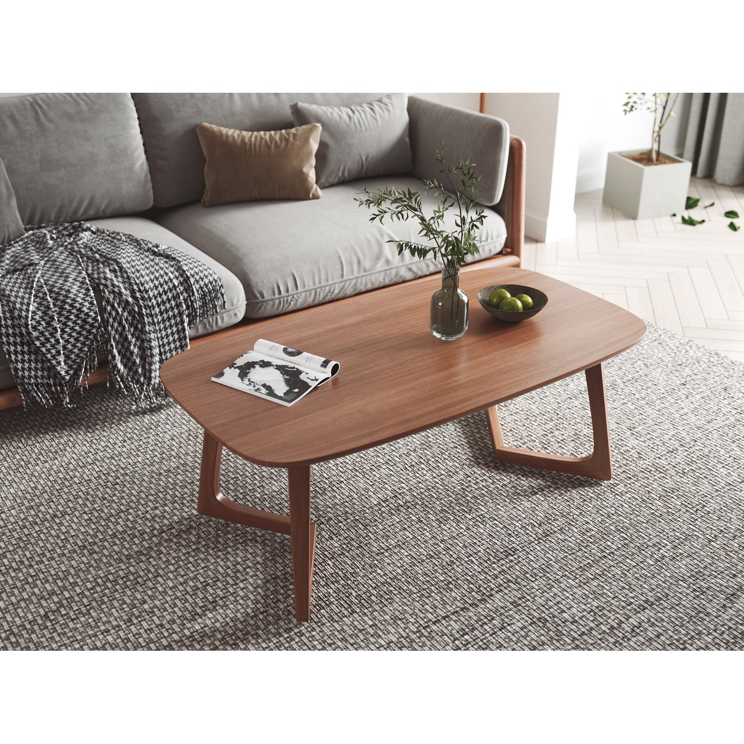 MacLuu Scandinavian Rectangle Solid Wood Coffee Table