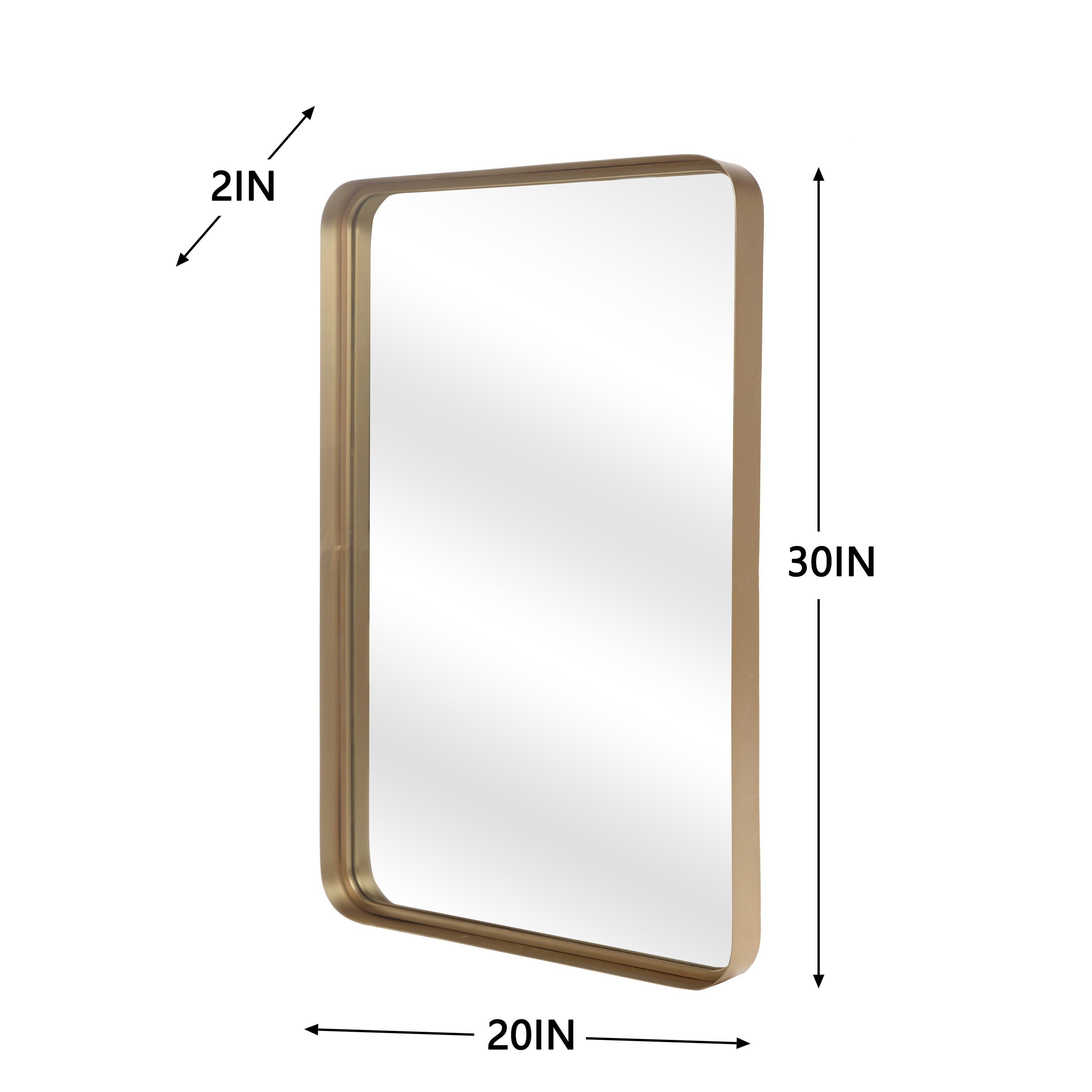 MacLuu Rectangle Rounded Corner Metal Wall Mirror