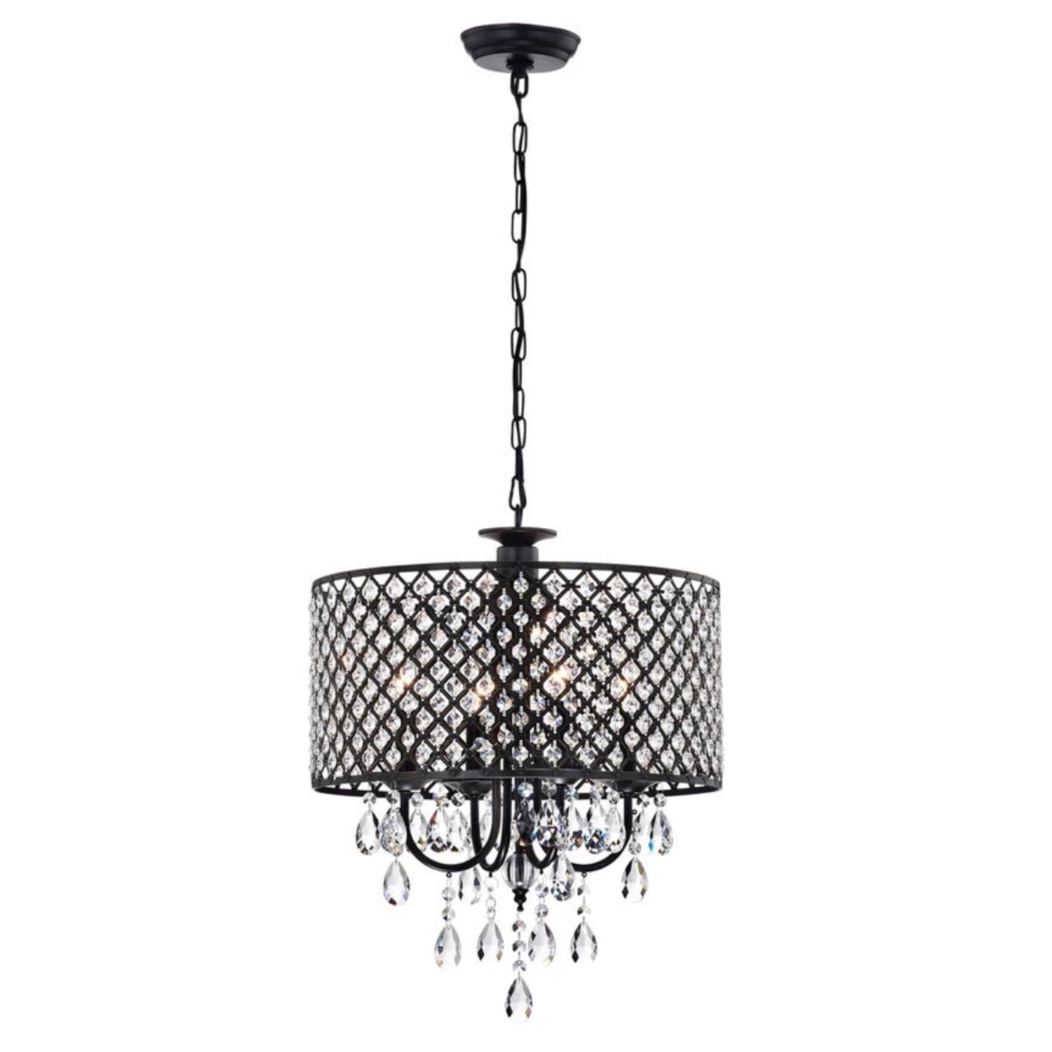 Crystal 4-Light Dimmable Drum Chandelier