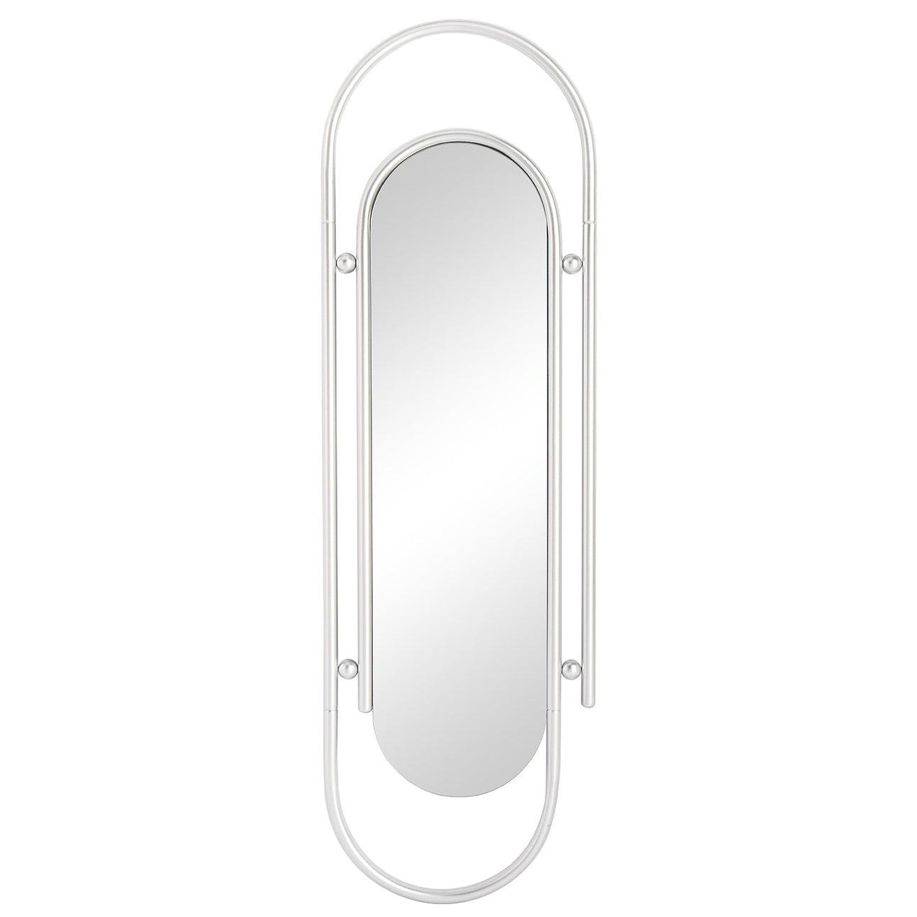 MacLuu Silver Long Paperclip Shaped Full Length Mirror