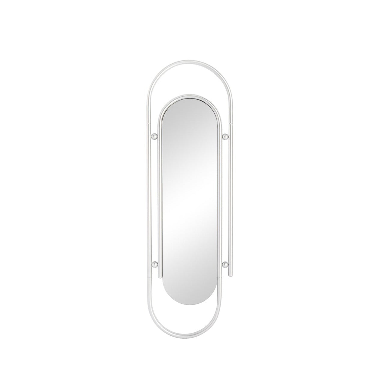 MacLuu Silver Long Paperclip Shaped Full Length Mirror