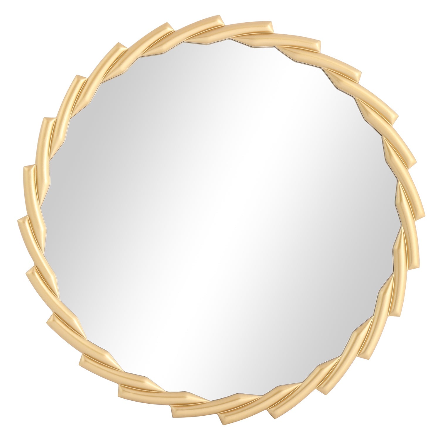 MacLuu Gold Round Decorative Wood Carved Frame Wall Mirror