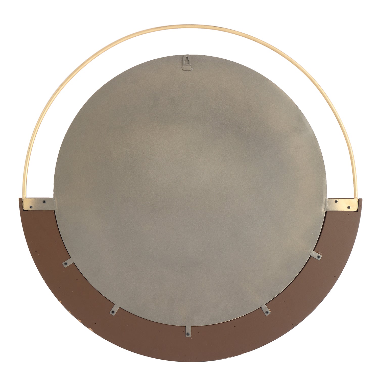 MacLuu Brown and Gold Round Decorative Accent Wall Mirror