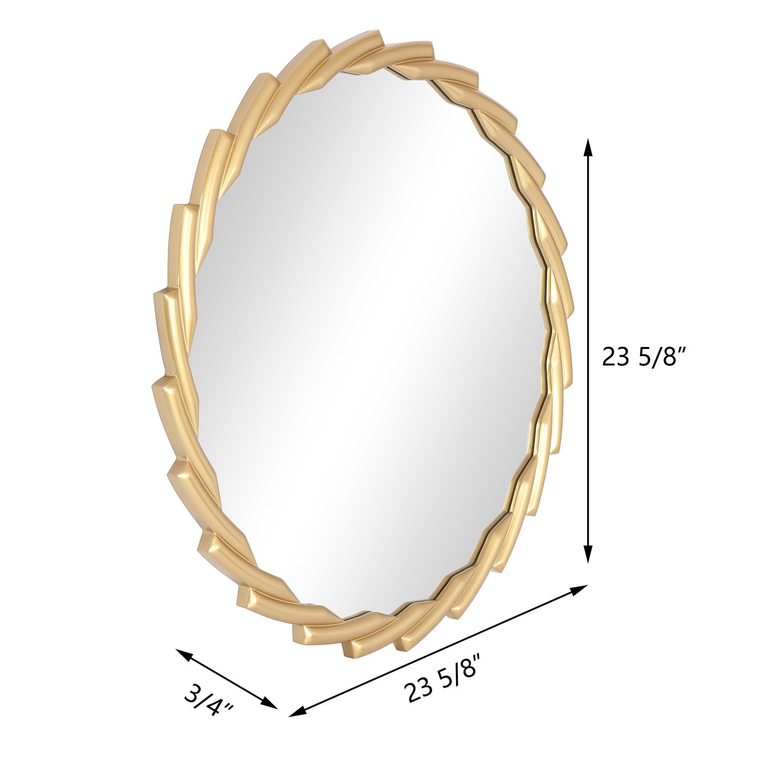 MacLuu Gold Round Decorative Wood Carved Frame Wall Mirror