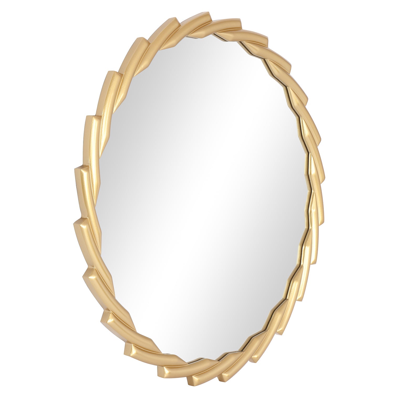 MacLuu Gold Round Decorative Wood Carved Frame Wall Mirror