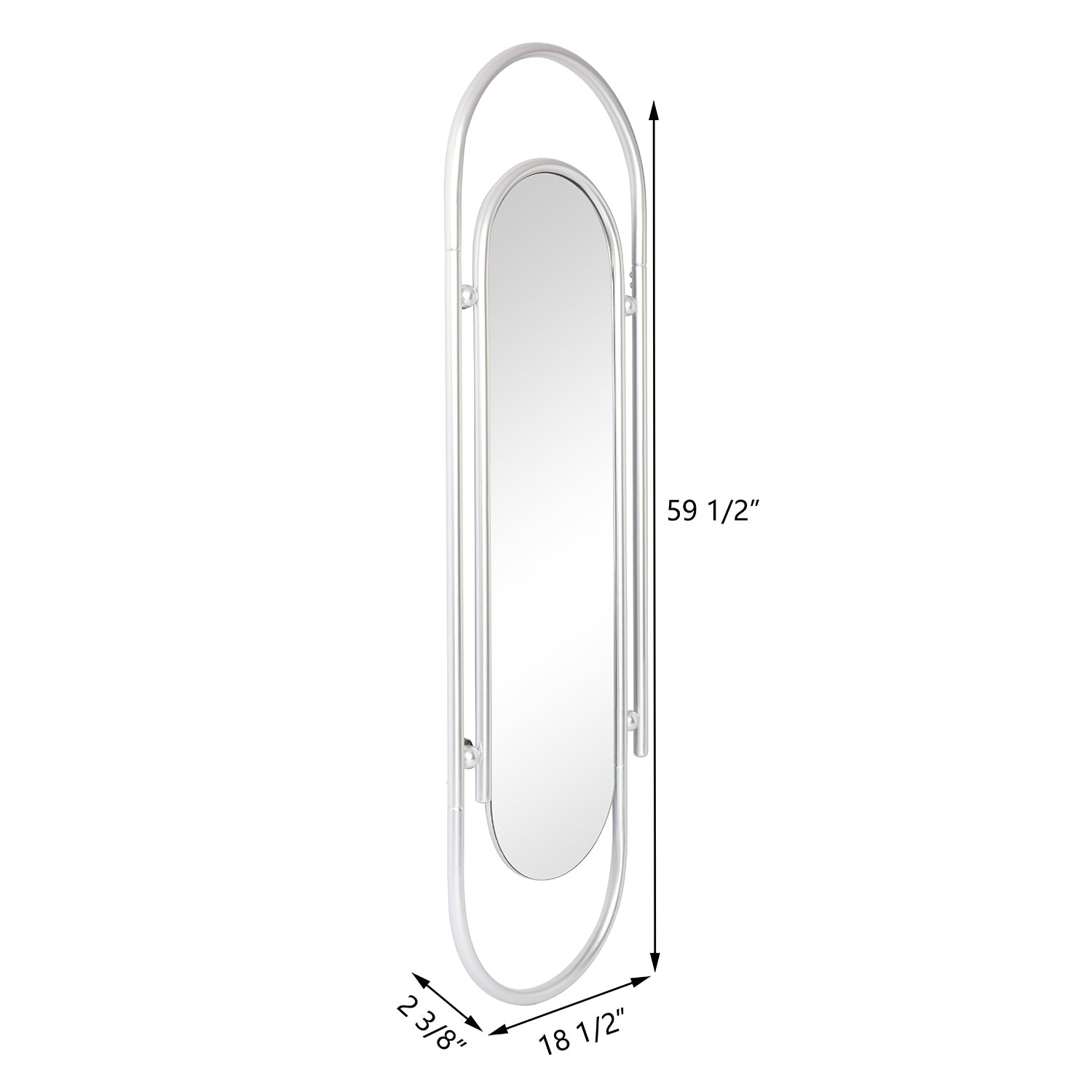 MacLuu Silver Long Paperclip Shaped Full Length Mirror