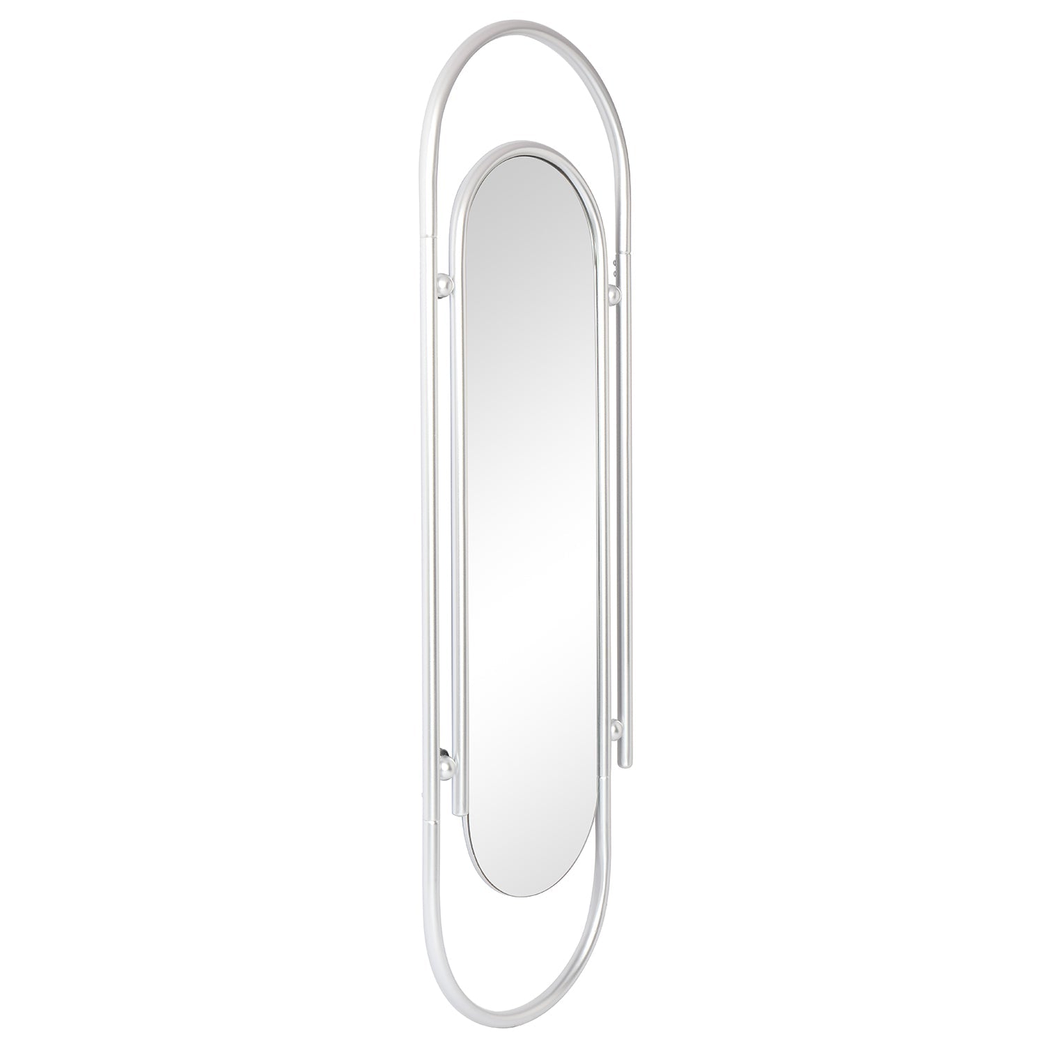 MacLuu Silver Long Paperclip Shaped Full Length Mirror