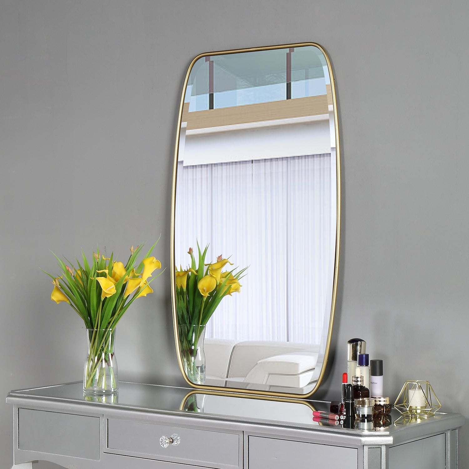 MacLuu 36 Inch Oval Angled Beveled Wall Mirror