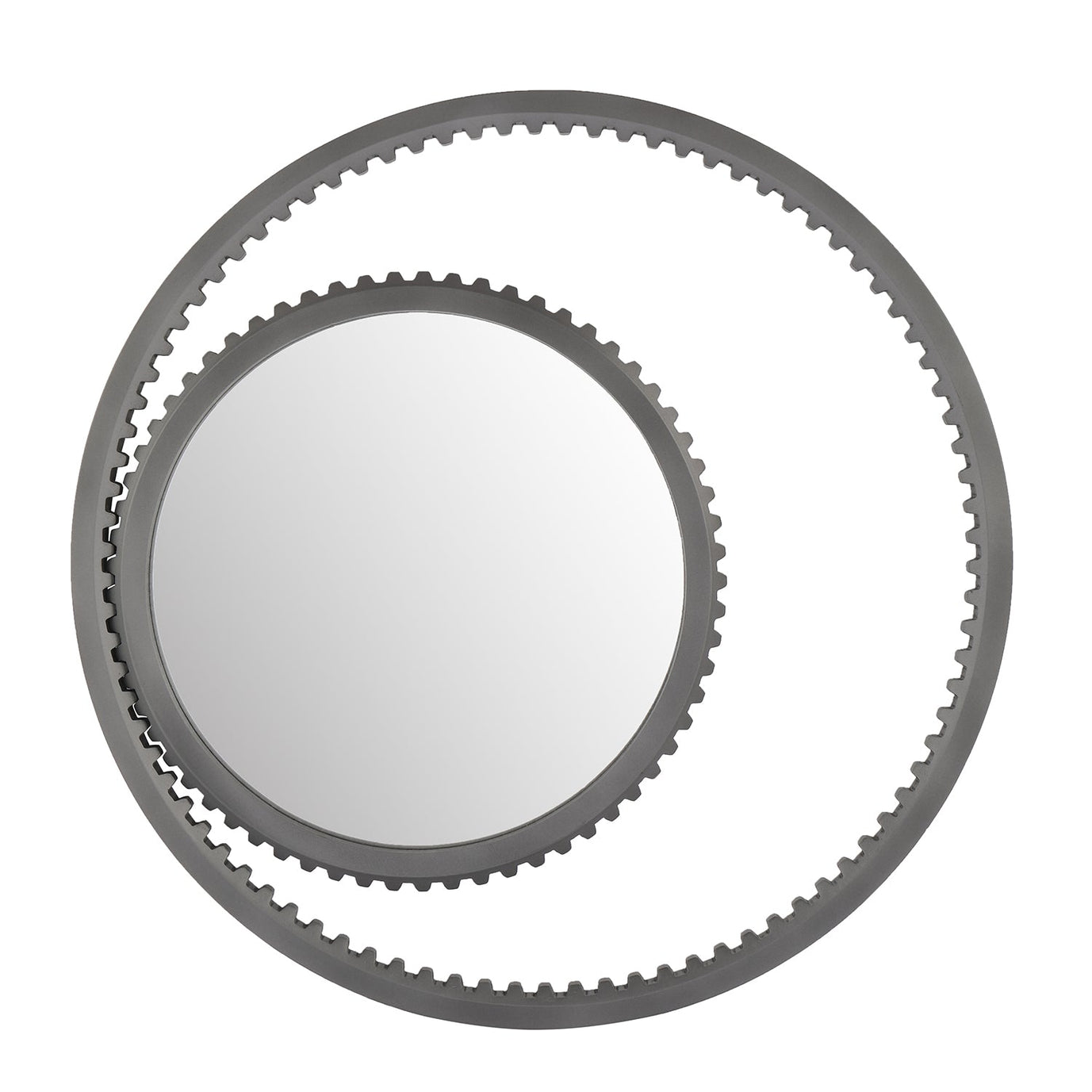 MacLuu Multi Gear Edge Wood Frame Round Wall Mirror