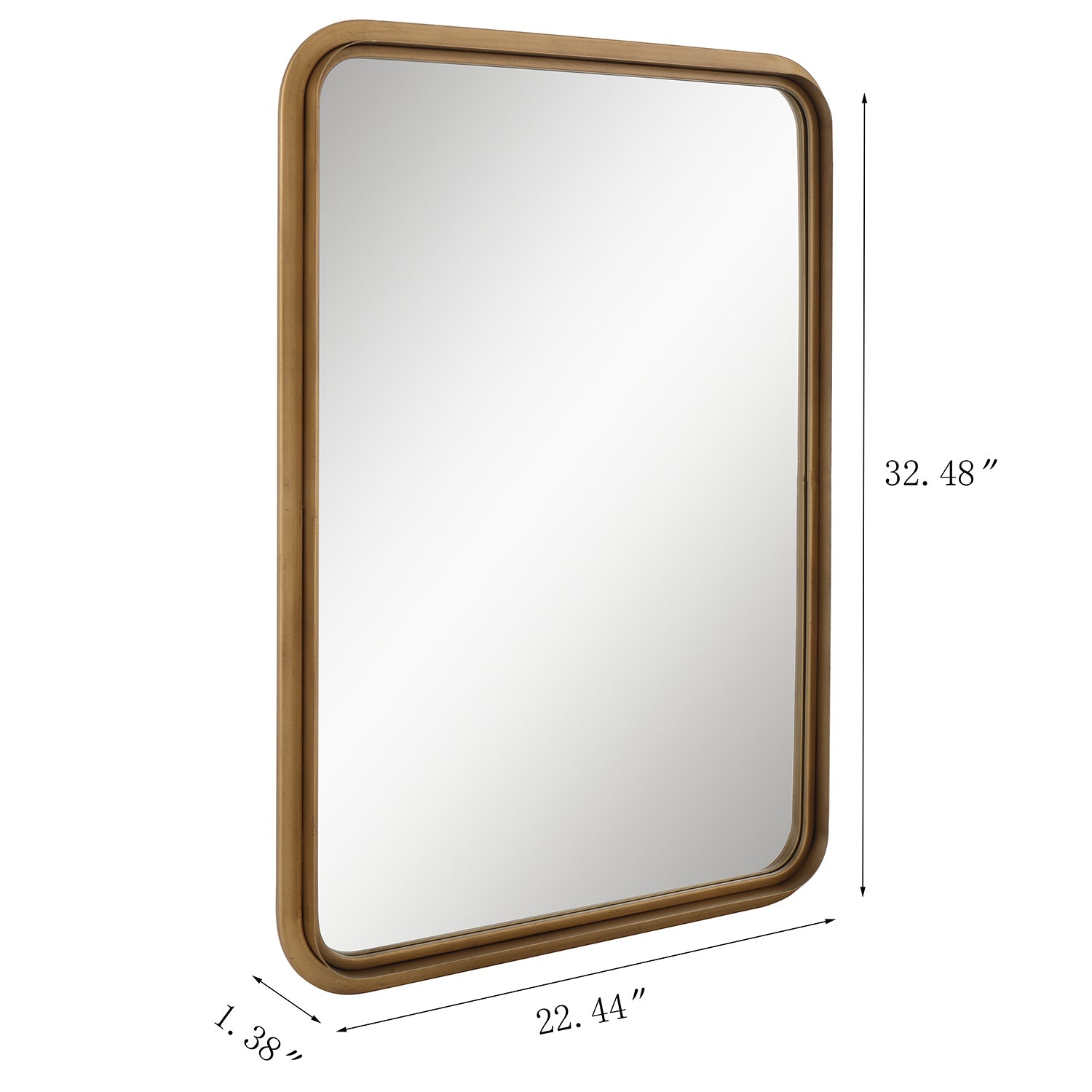 MacLuu 32 Inch Antique Rust-Tone Rectangle Wall Mirror