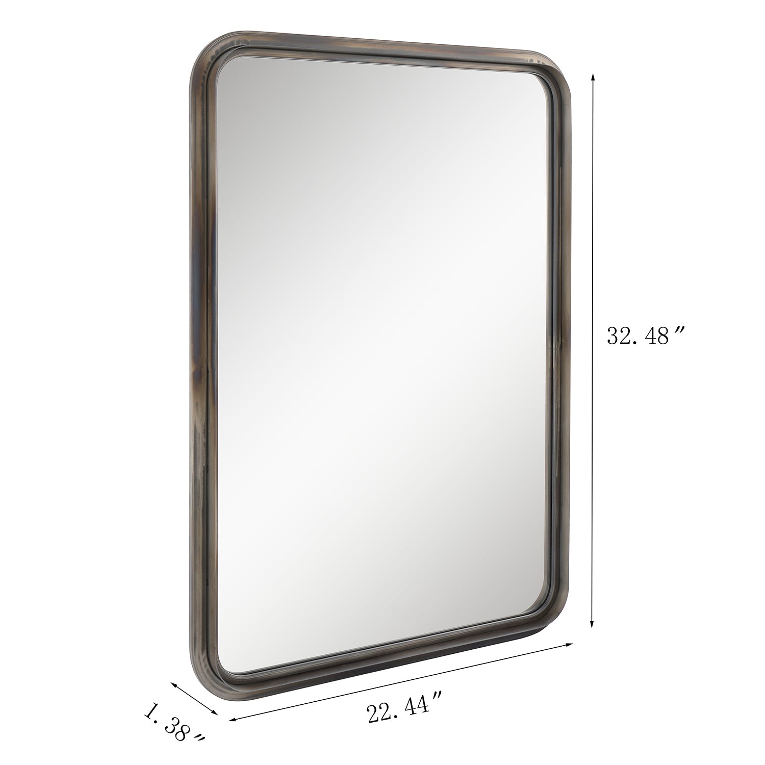 MacLuu 32 Inch Antique Rust-Tone Rectangle Wall Mirror