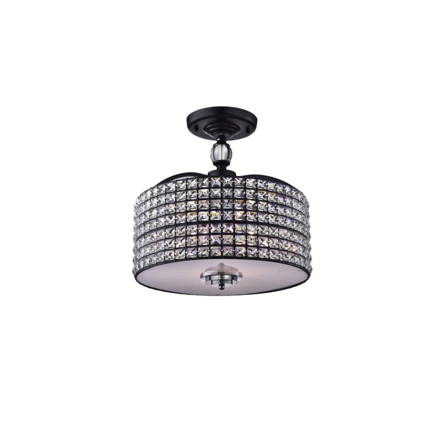 3-Light Black Semi Flush Mount